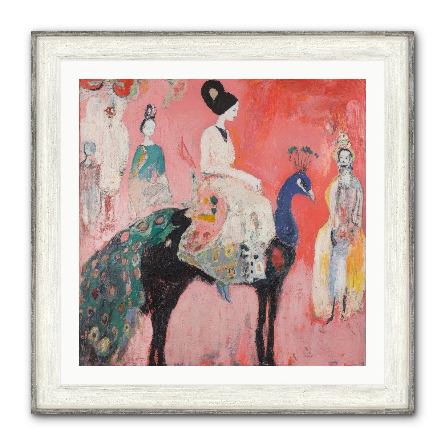 Theater Of Bold Plumes Framed Print - Driftwood White 30x30