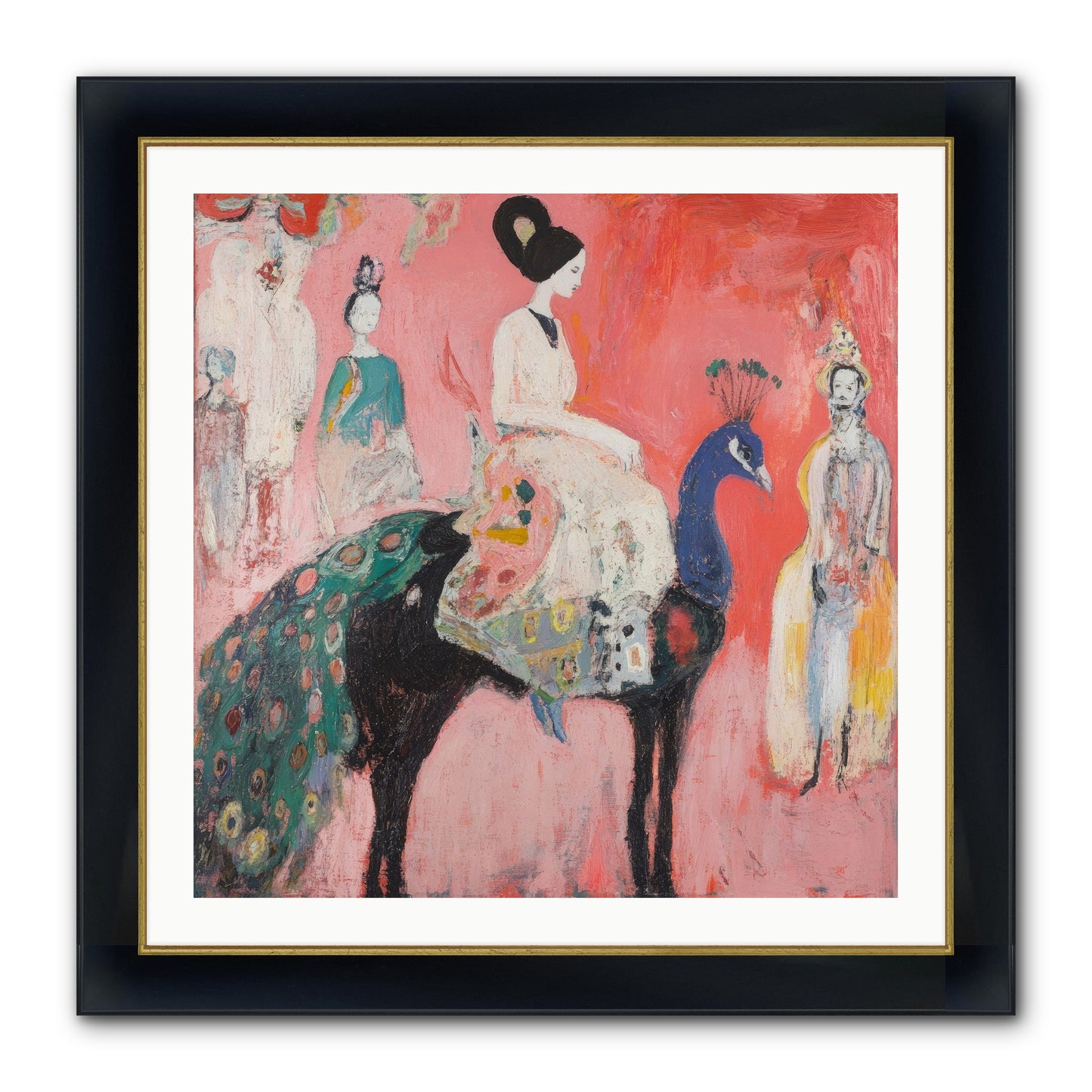 Theater Of Bold Plumes Framed Print - Wide Black w/Gold 30x30