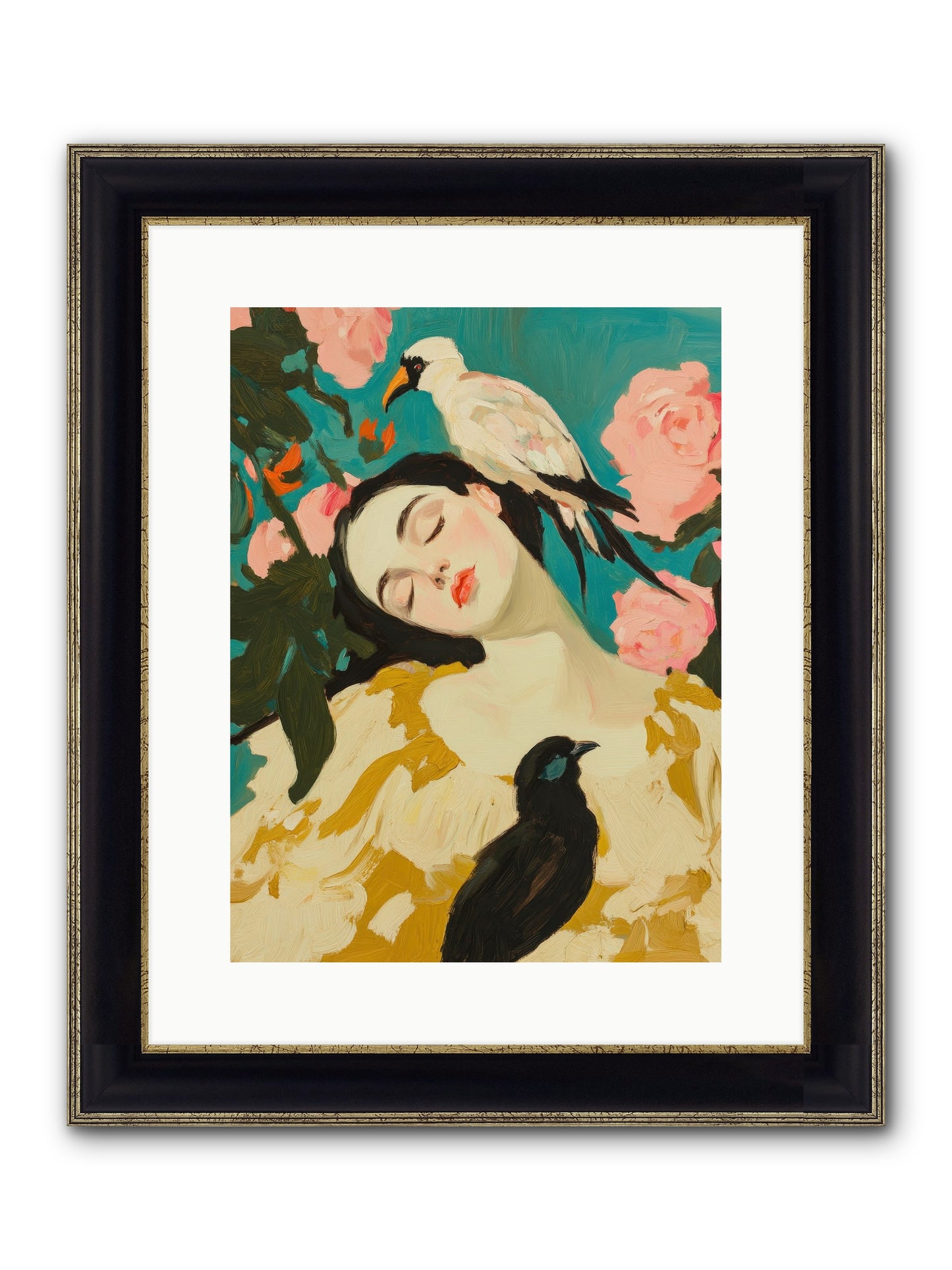 Theodora Nightshade Framed Print - Black & Gold 12x16