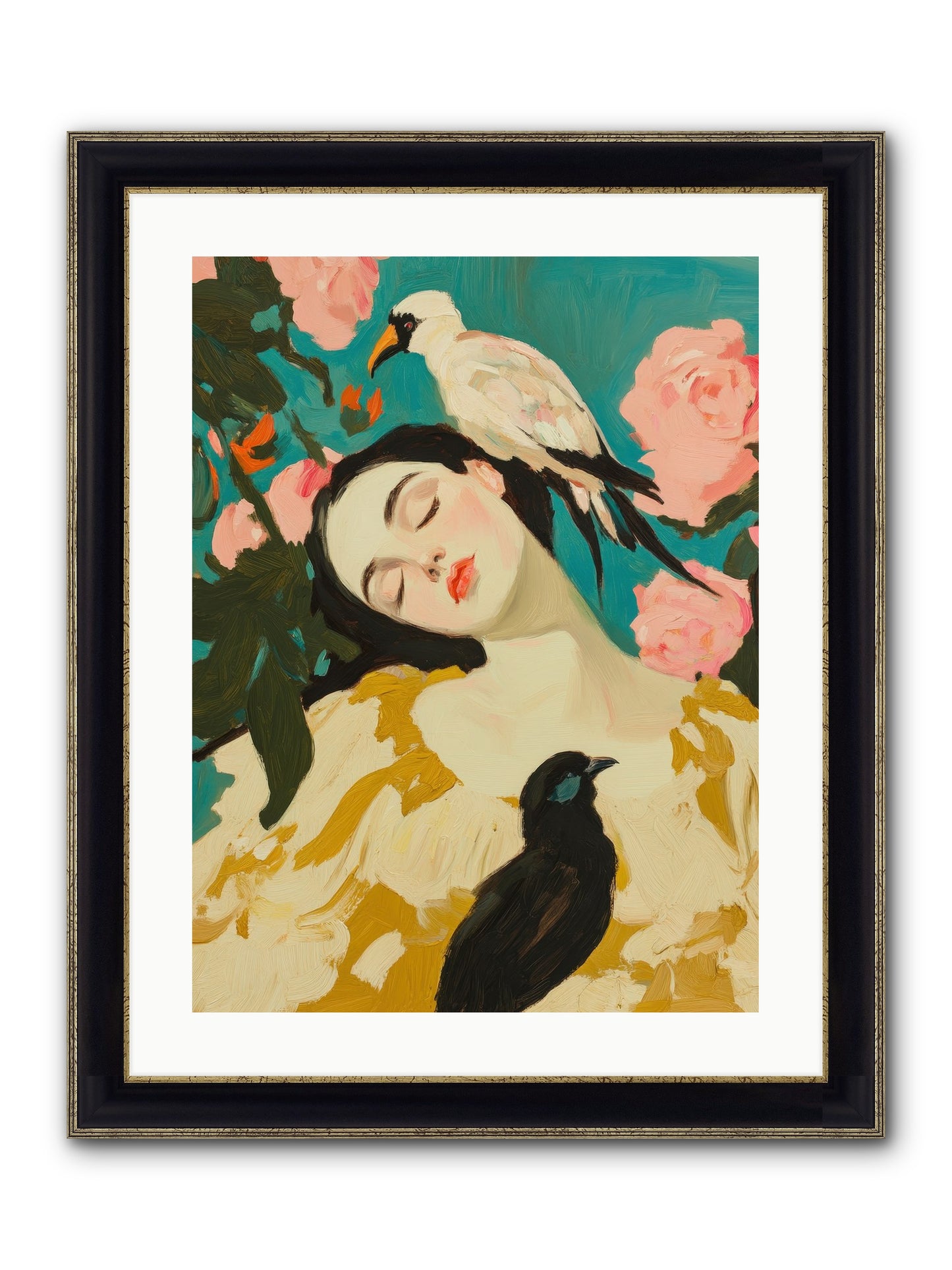 Theodora Nightshade Framed Print - Black & Gold 18x24