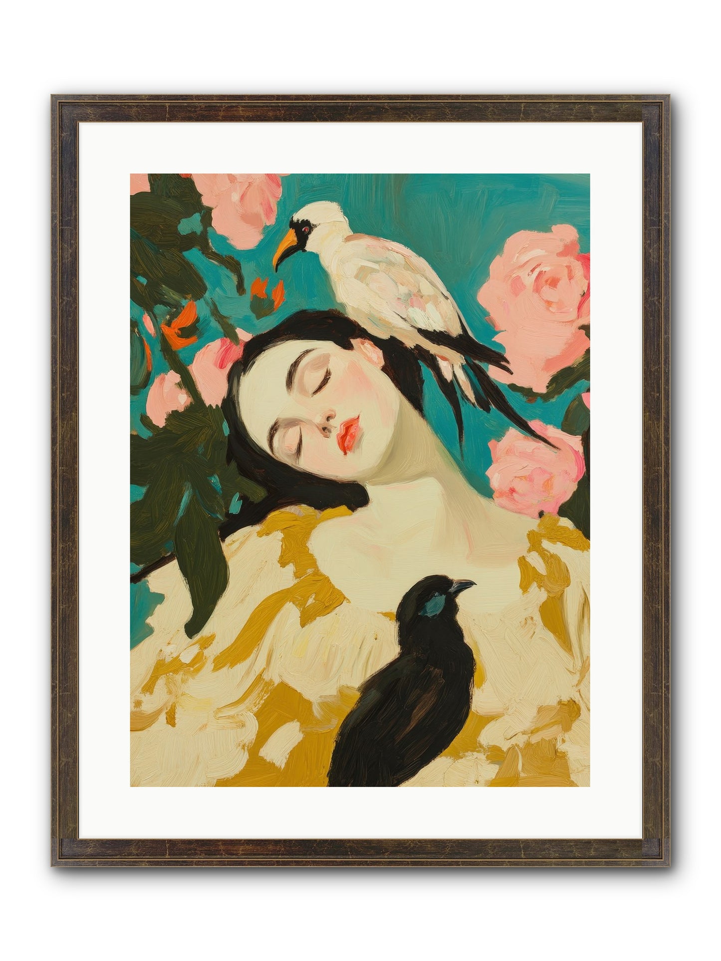 Theodora Nightshade Framed Print - Slimwoods Black/Gold 18x24