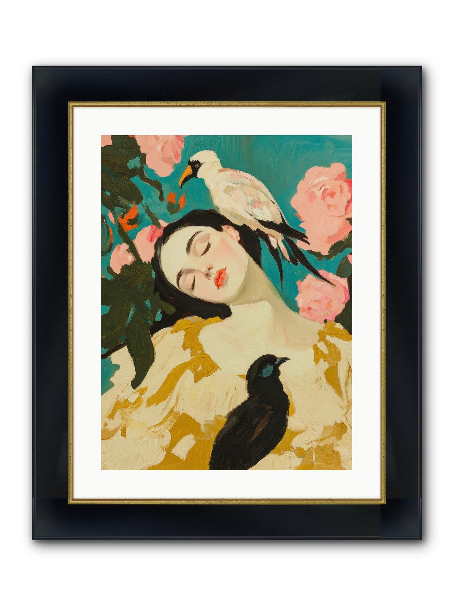 Theodora Nightshade Framed Print - Wide Black w/Gold 18x24