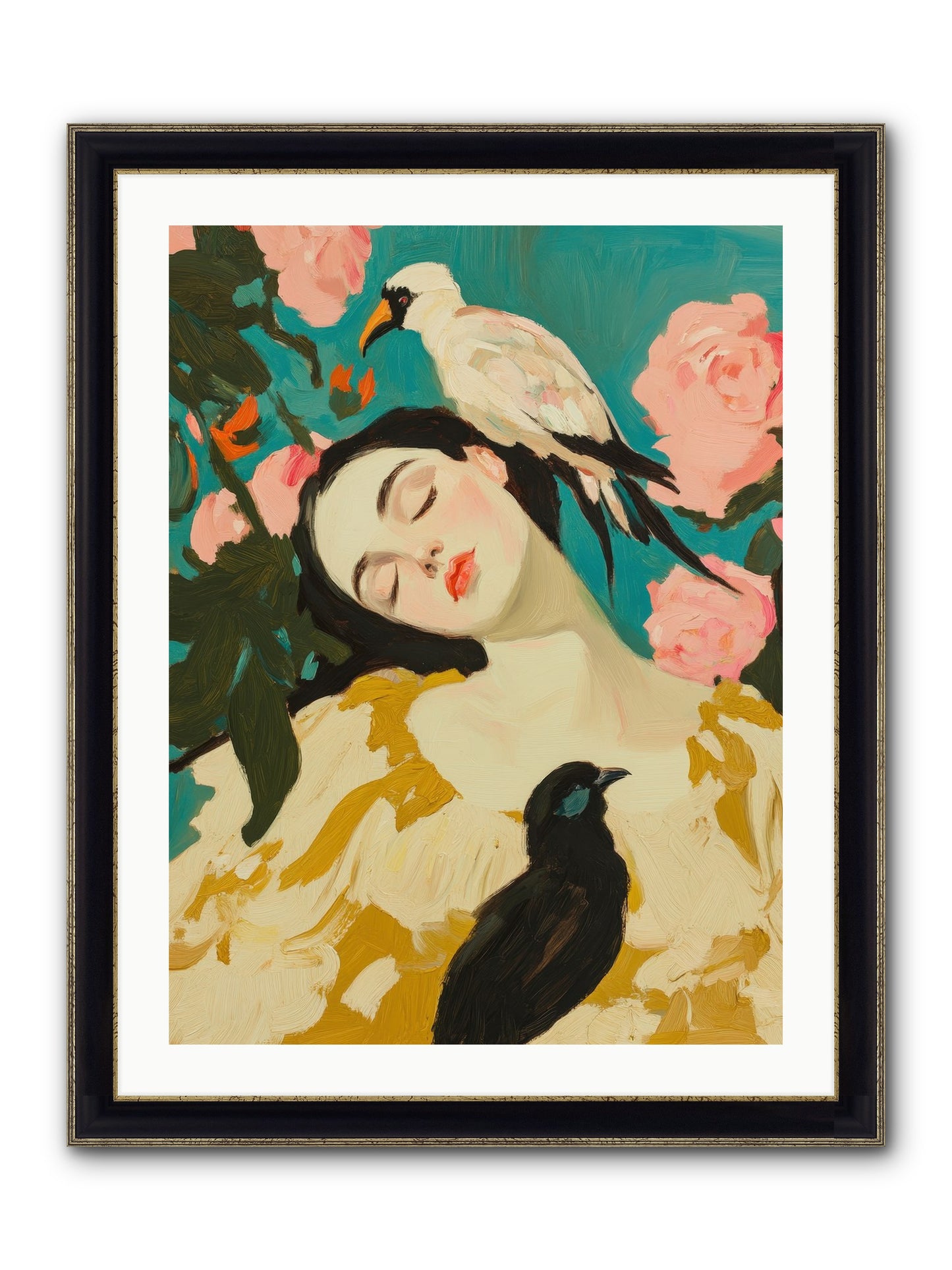 Theodora Nightshade Framed Print - Black & Gold 24x32