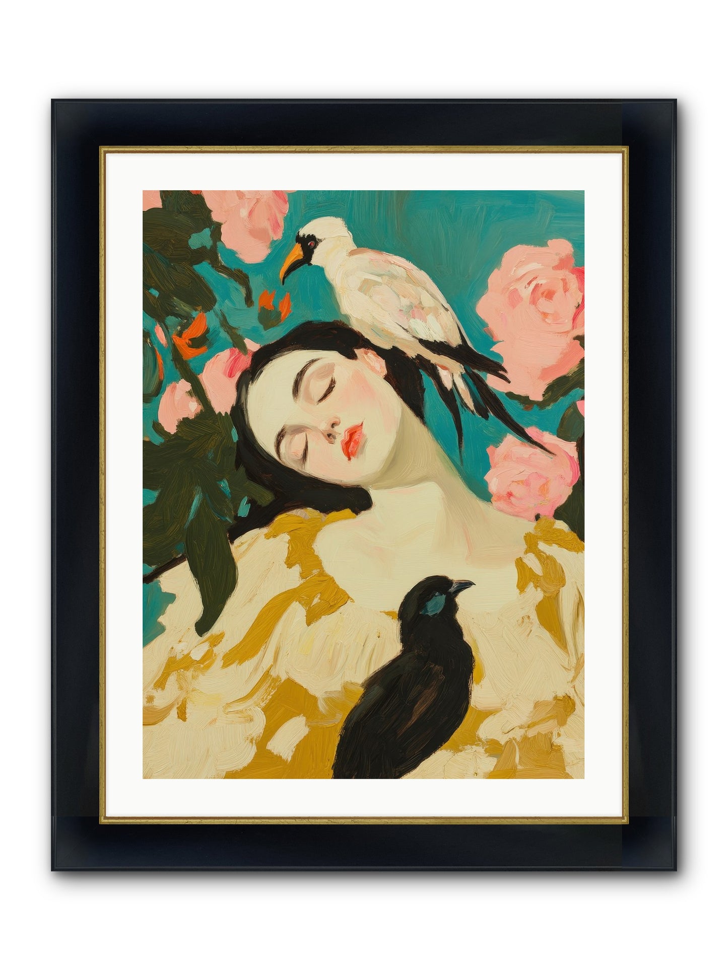 Theodora Nightshade Framed Print - Wide Black w/Gold 24x32
