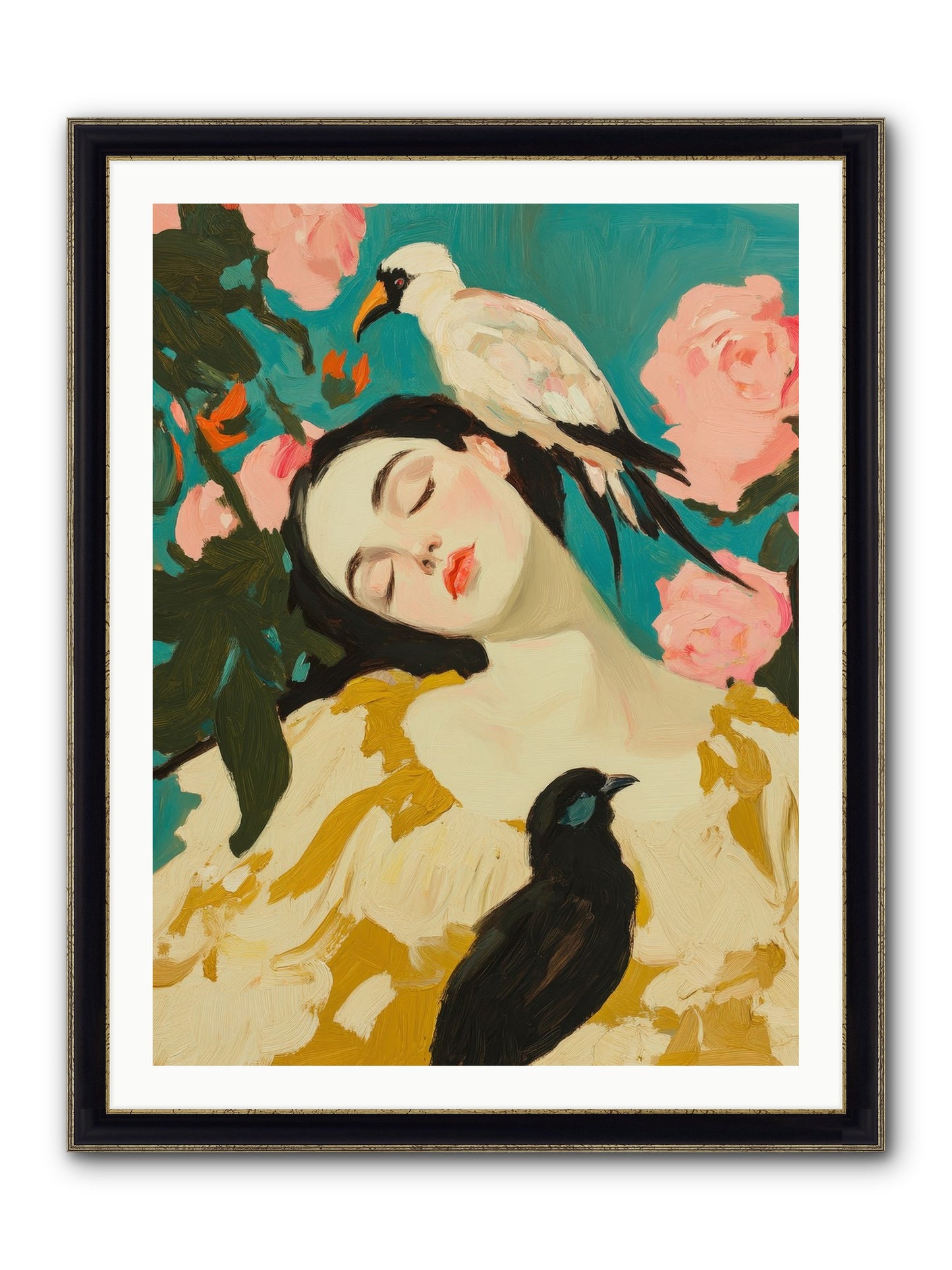 Theodora Nightshade Framed Print - Black & Gold 30x40