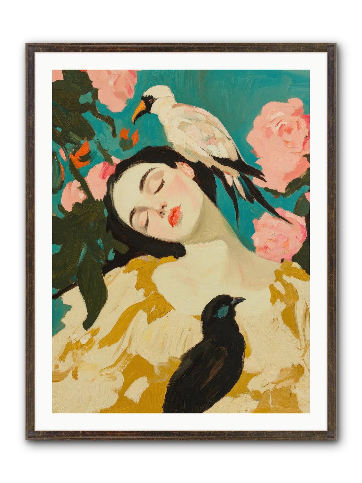Theodora Nightshade Framed Print - Slimwoods Black/Gold 30x40