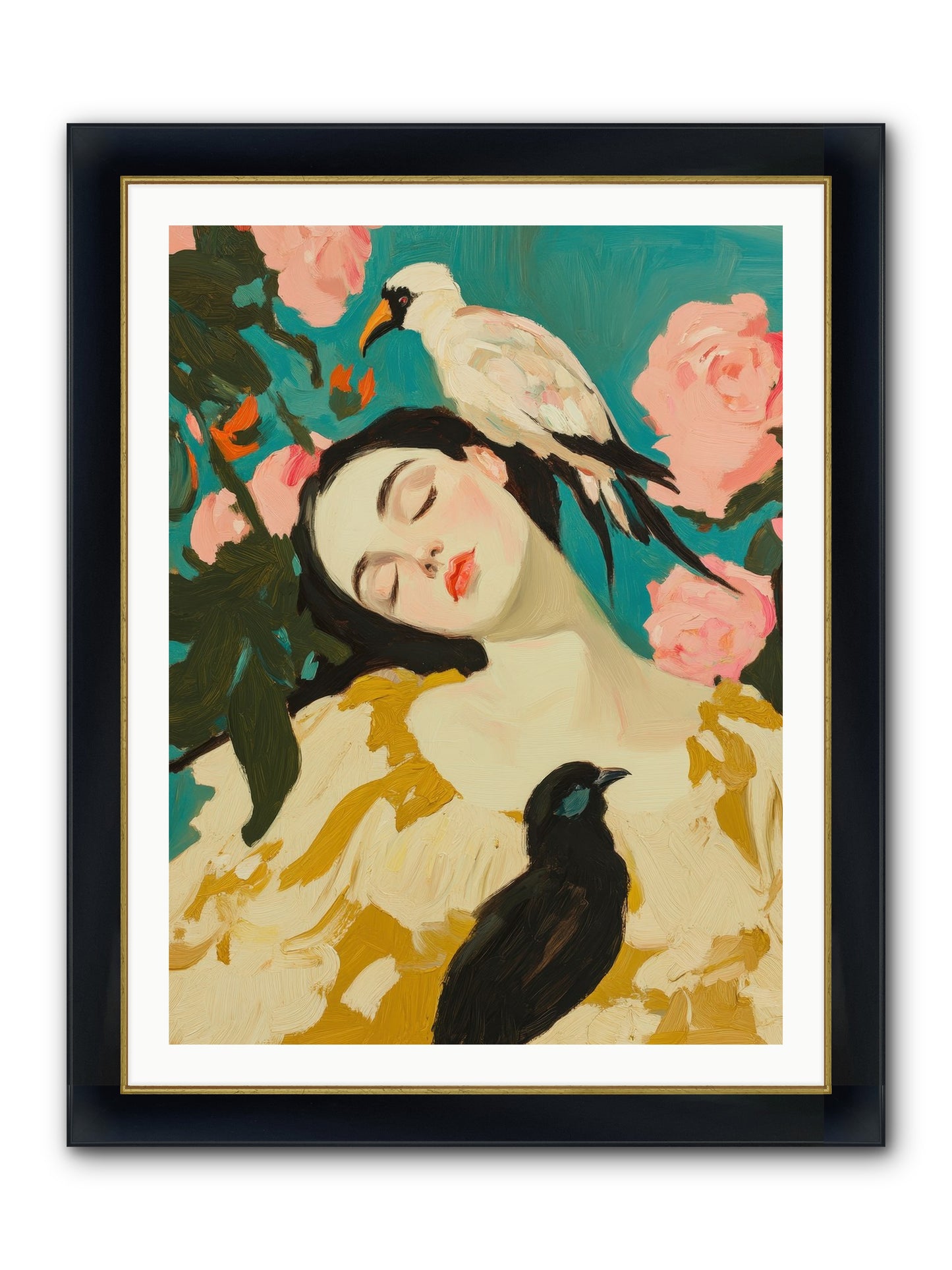 Theodora Nightshade Framed Print - Wide Black w/Gold 30x40