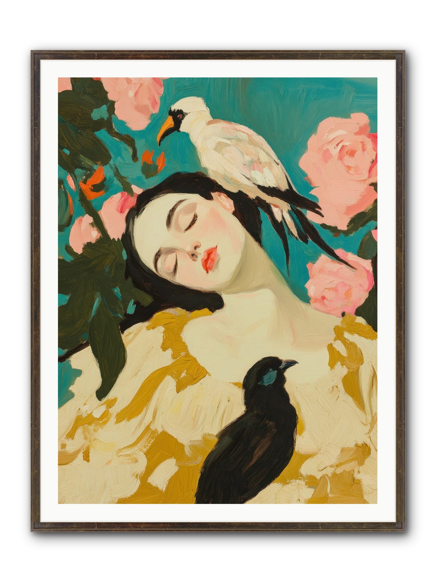 Theodora Nightshade Framed Print - Slimwoods Black/Gold 36x48