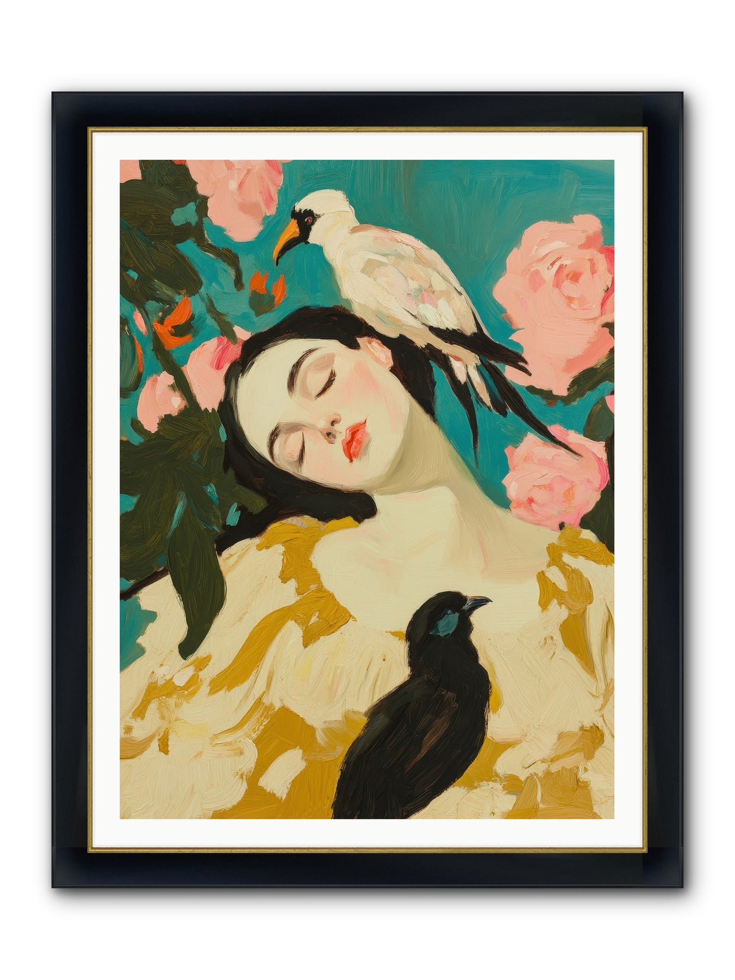 Theodora Nightshade Framed Print - Wide Black w/Gold 36x48