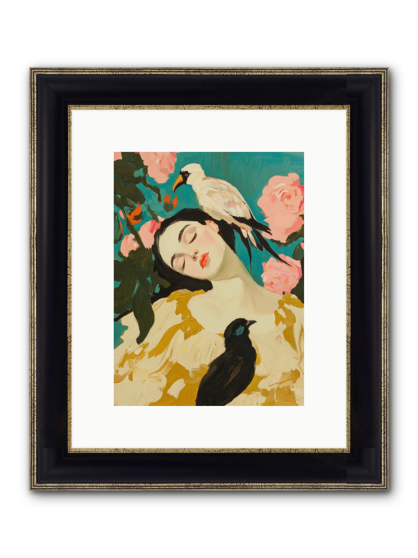 Theodora Nightshade Framed Print - Black & Gold 9x12