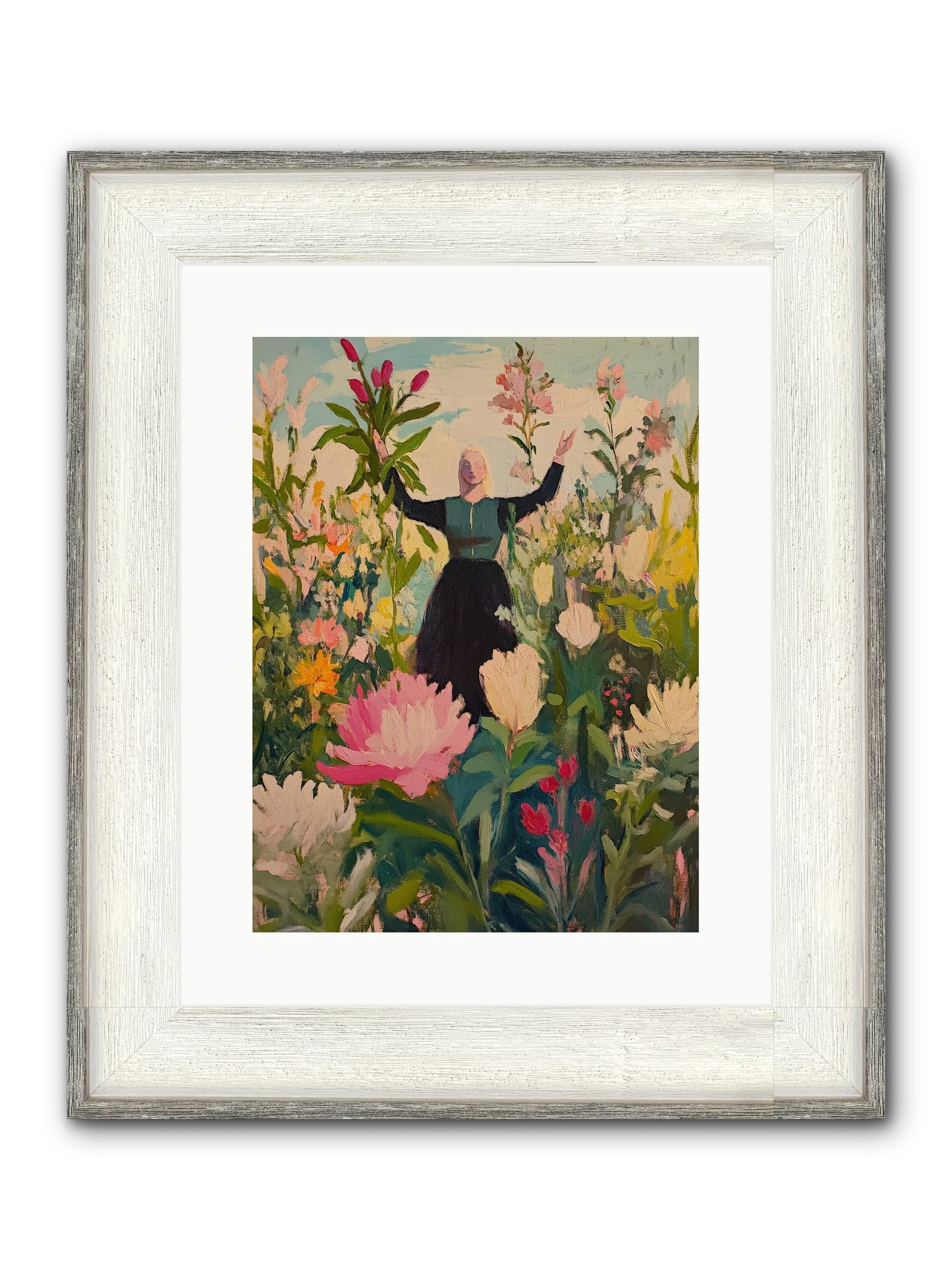 Thistle Lovebird Framed Print - Driftwood White 12x16