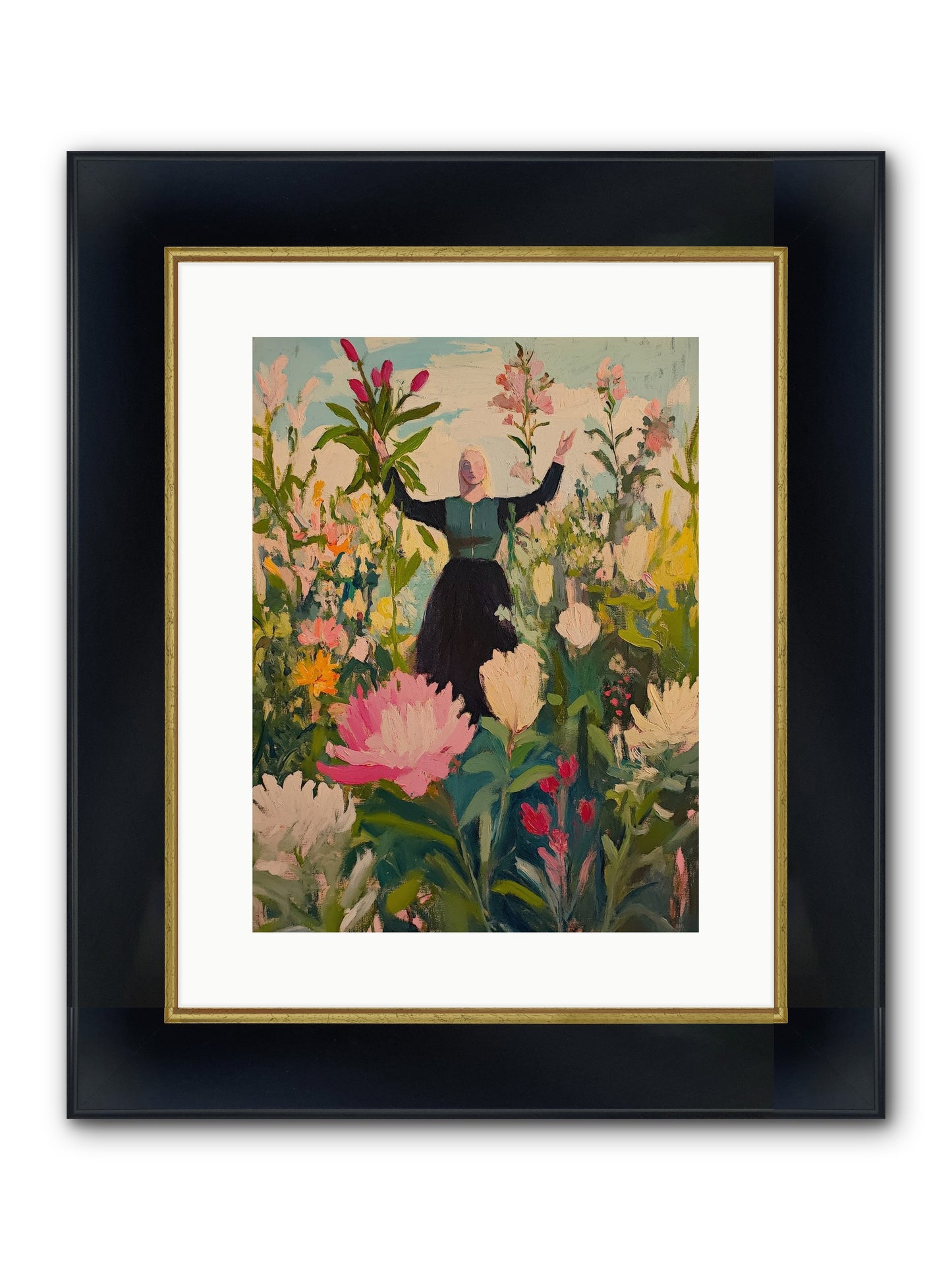 Thistle Lovebird Framed Print - Wide Black w/Gold 12x16