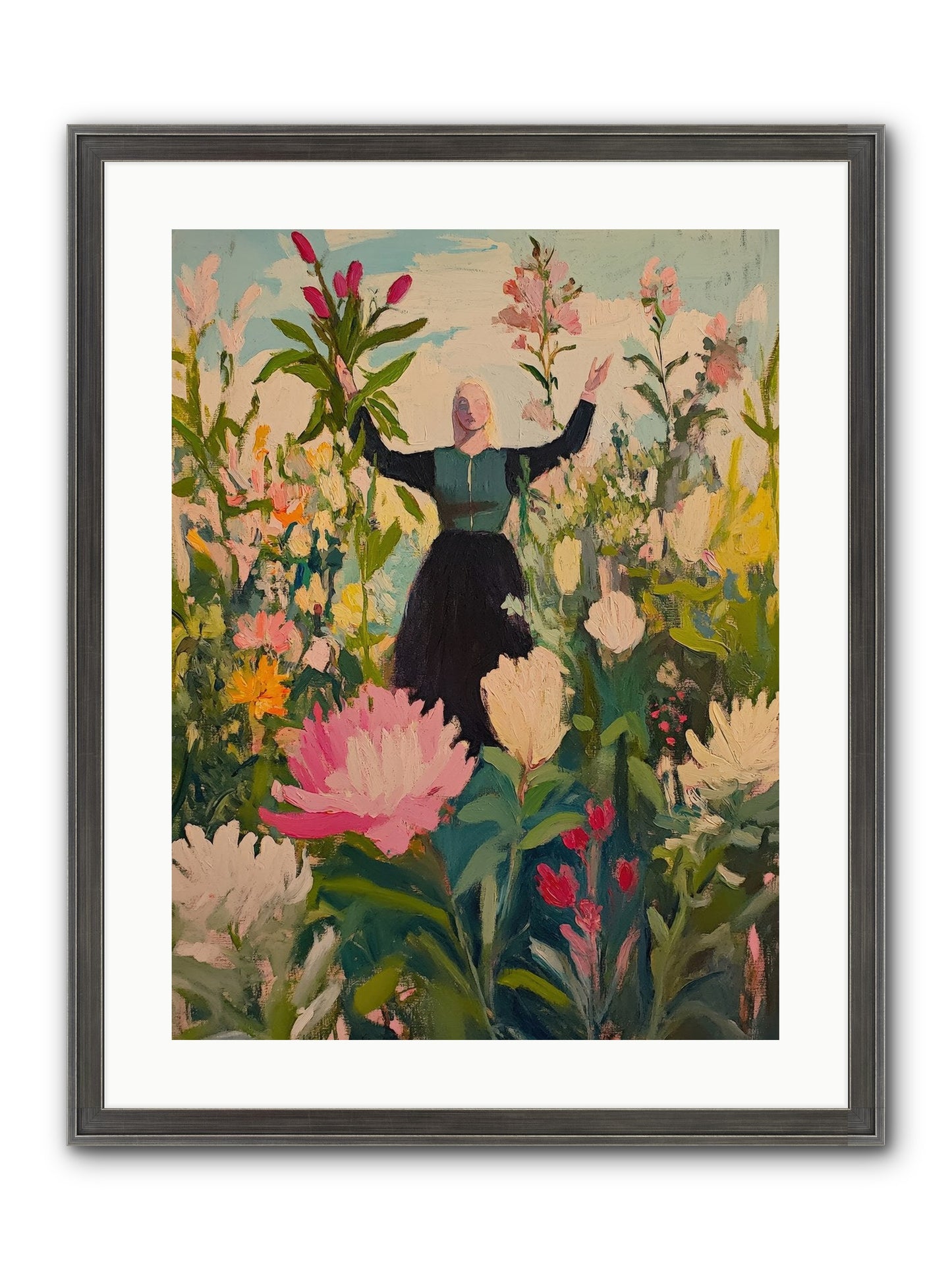 Thistle Lovebird Framed Print - Slimwoods Black/Silver 18x24