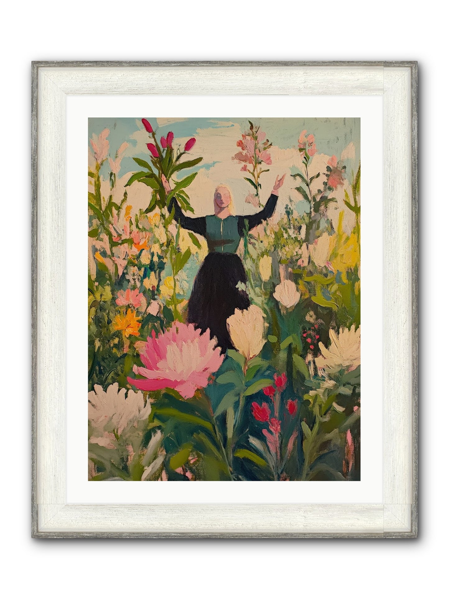 Thistle Lovebird Framed Print - Driftwood White 24x32