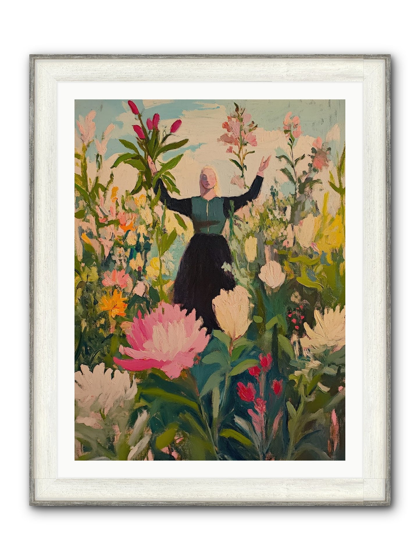 Thistle Lovebird Framed Print - Driftwood White 30x40