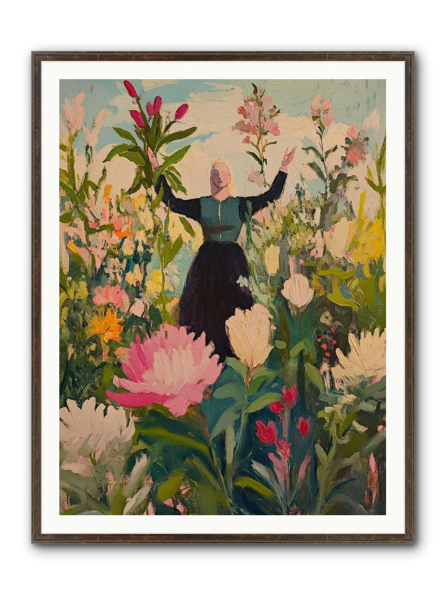 Thistle Lovebird Framed Print - Slimwoods Black/Gold 36x48