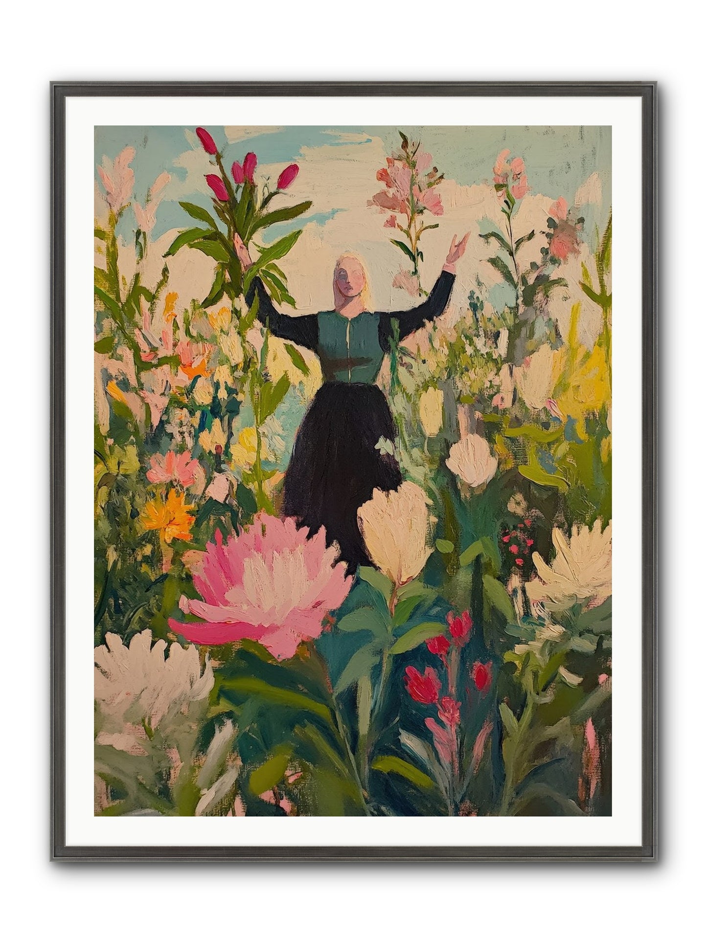 Thistle Lovebird Framed Print - Slimwoods Black/Silver 36x48