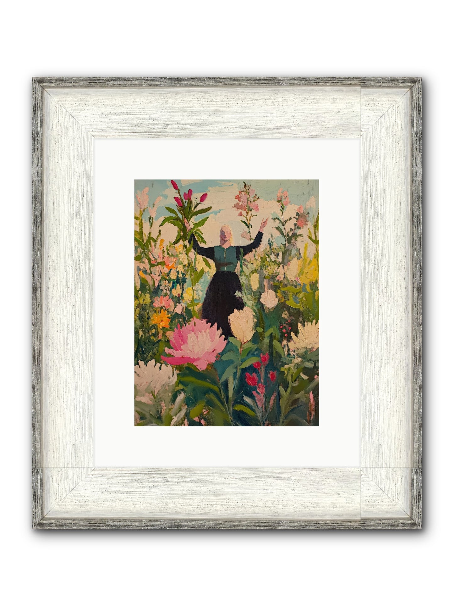 Thistle Lovebird Framed Print - Driftwood White 9x12