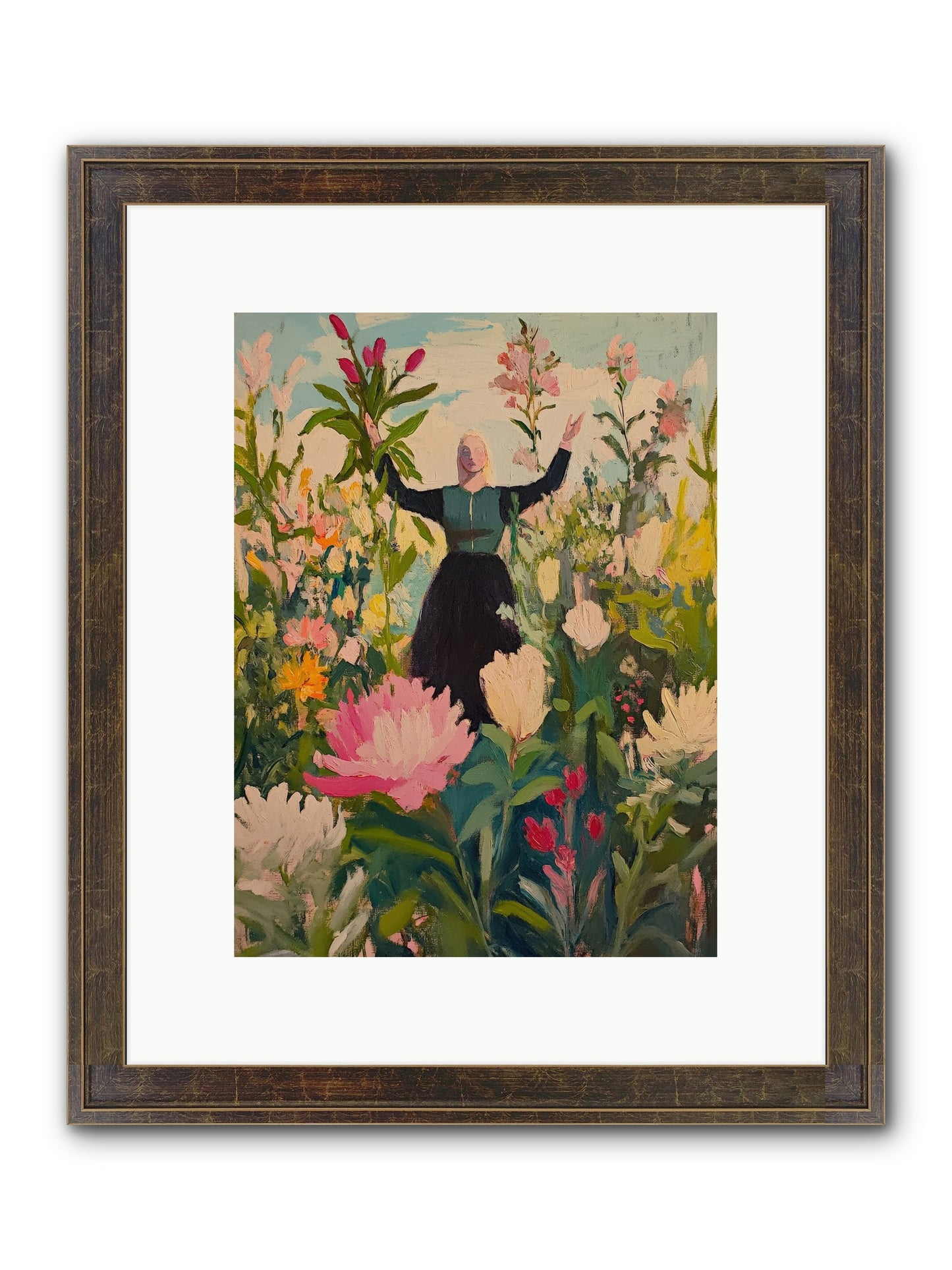 Thistle Lovebird Framed Print - Slimwoods Black/Gold 9x12