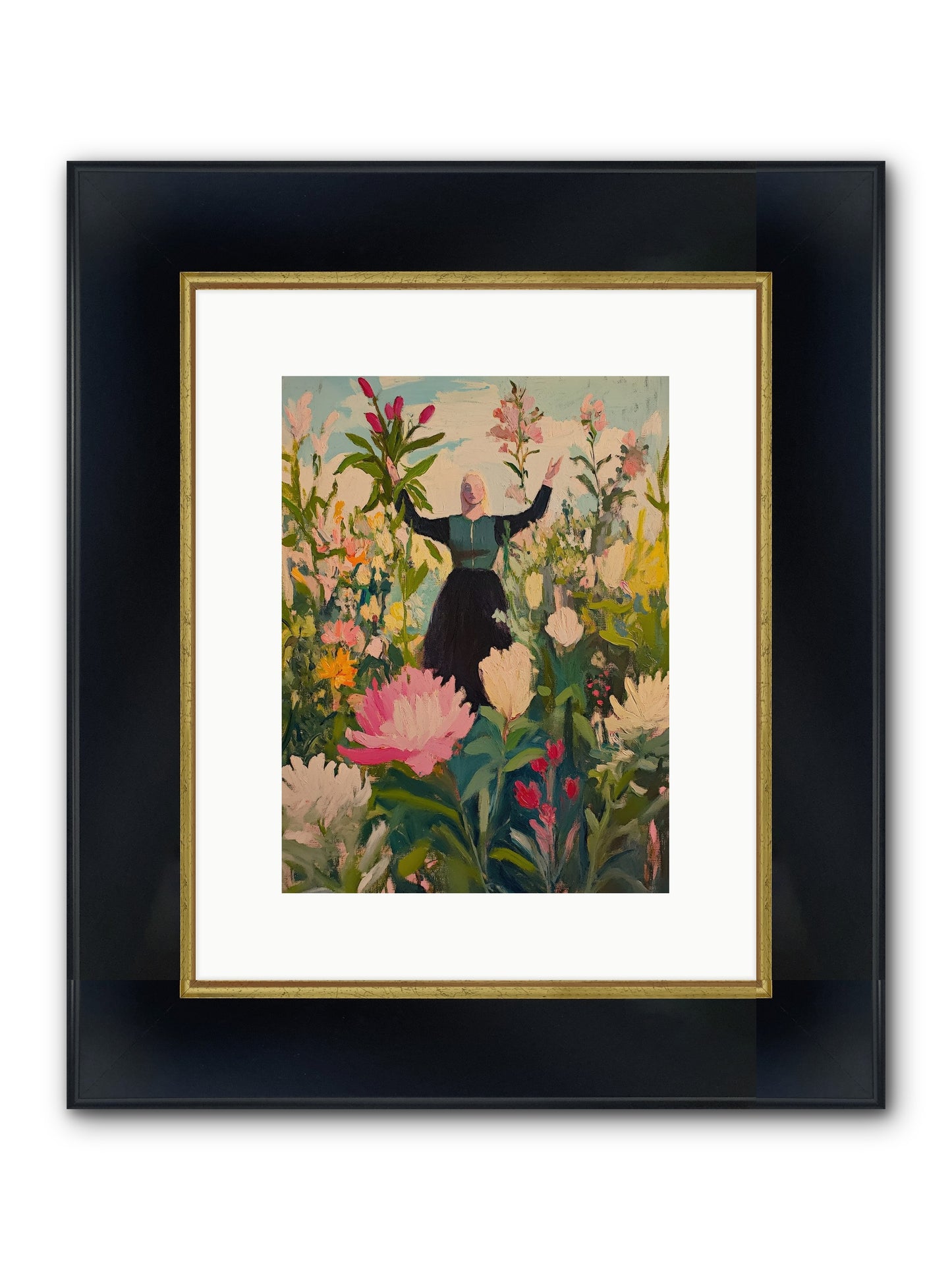 Thistle Lovebird Framed Print - Wide Black w/Gold 9x12