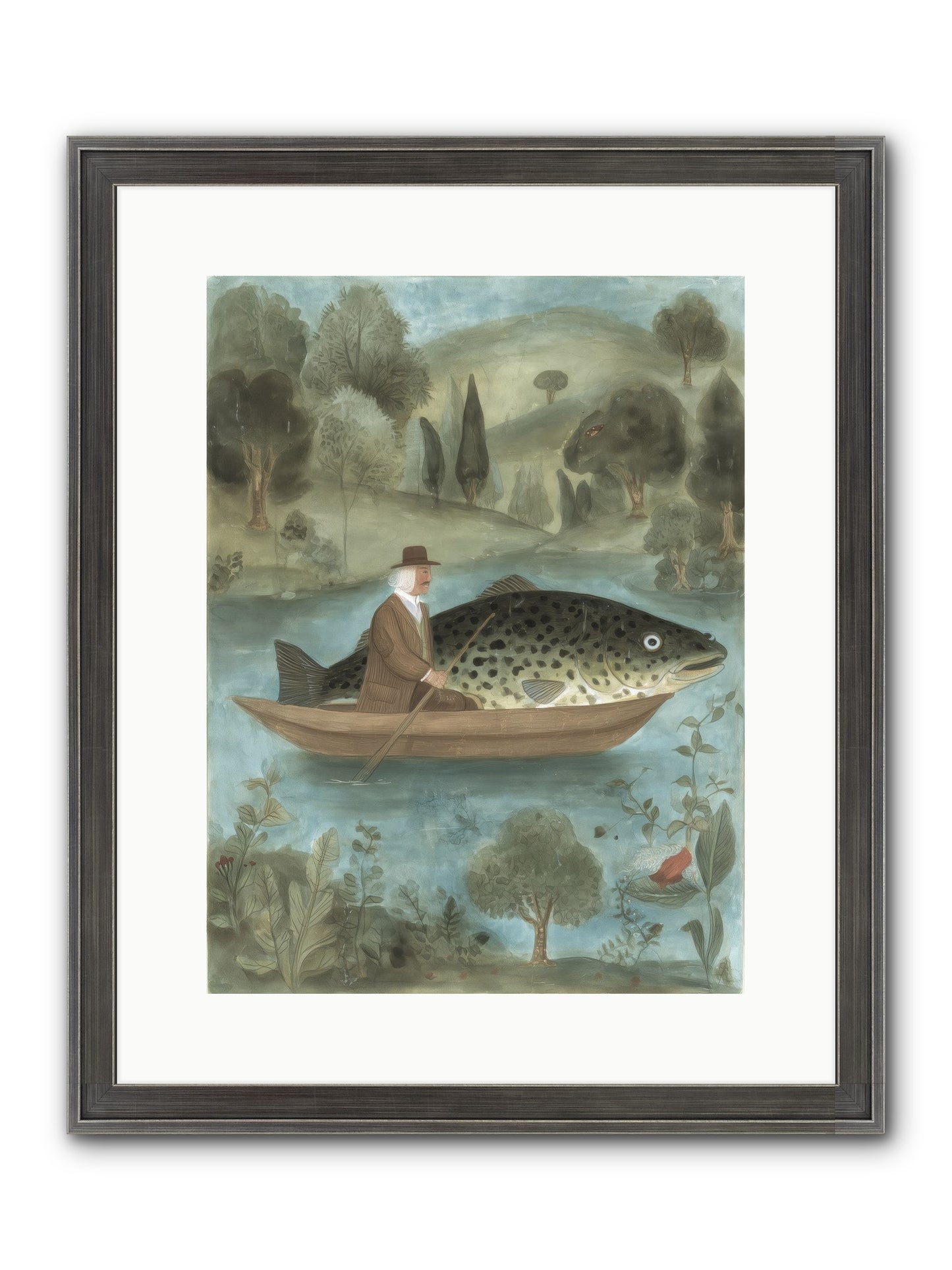 Thoreau's Pond Framed Print - Slimwoods Black/Silver 12x16