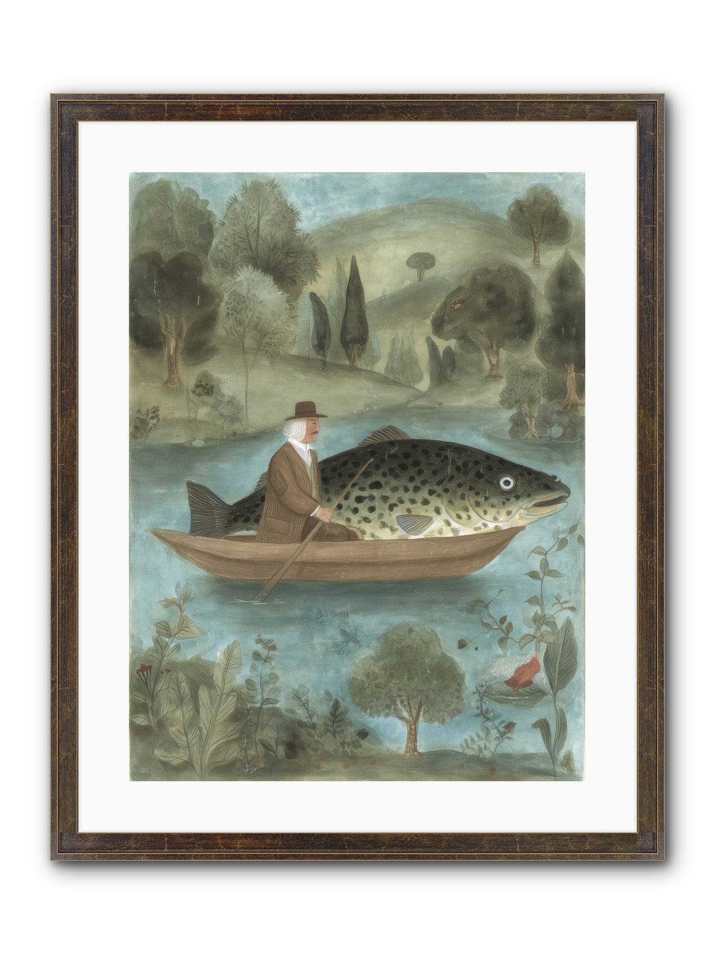 Thoreau's Pond Framed Print - Slimwoods Black/Gold 18x24
