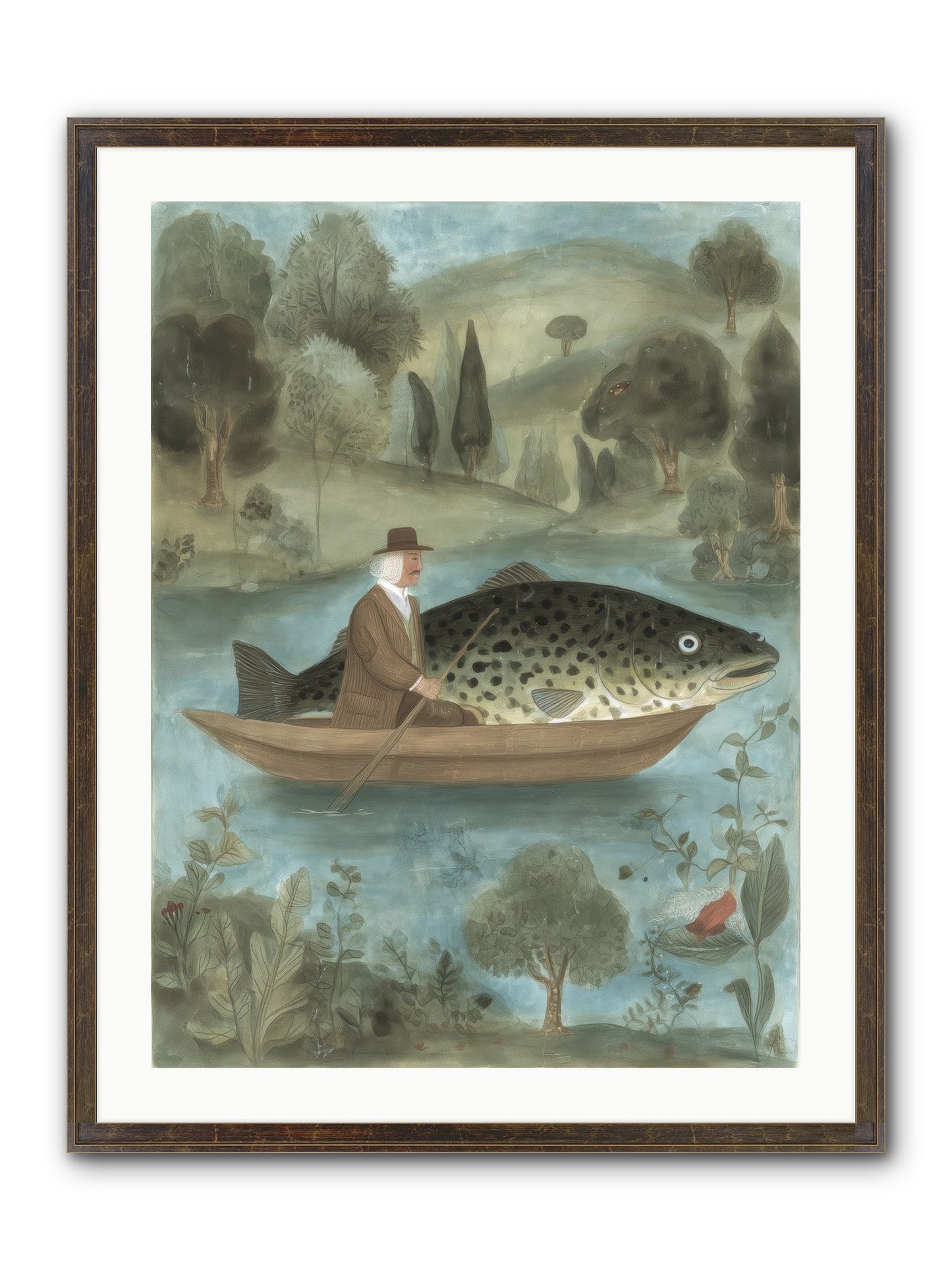 Thoreau's Pond Framed Print - Slimwoods Black/Gold 24x32