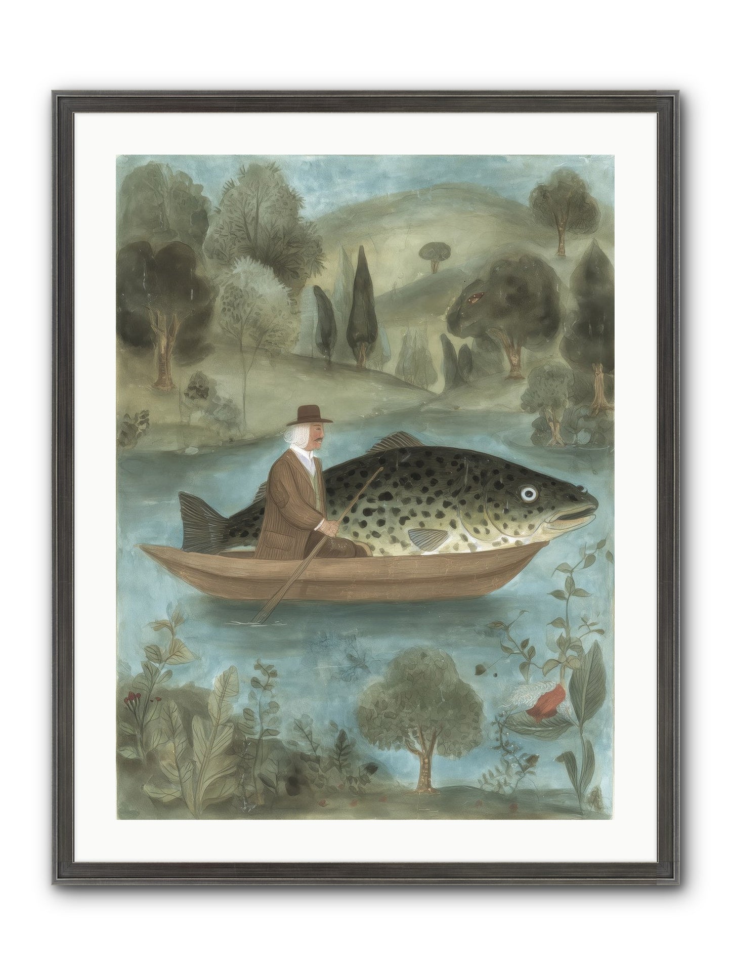 Thoreau's Pond Framed Print - Slimwoods Black/Silver 24x32
