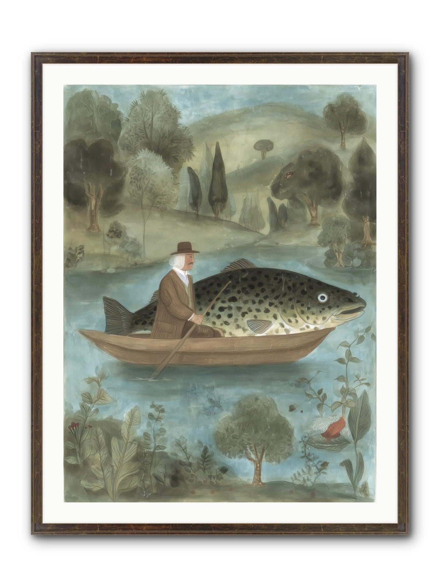 Thoreau's Pond Framed Print - Slimwoods Black/Gold 30x40