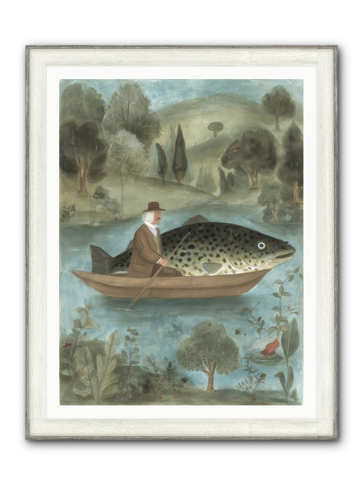 Thoreau's Pond Framed Print - Driftwood White 36x48