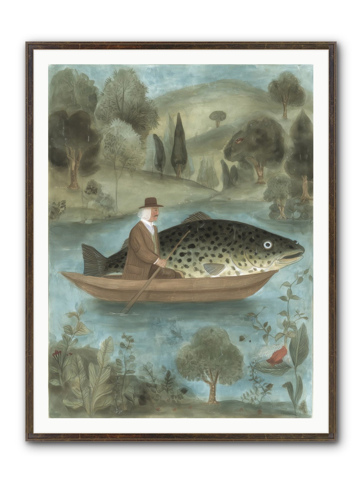 Thoreau's Pond Framed Print - Slimwoods Black/Gold 36x48