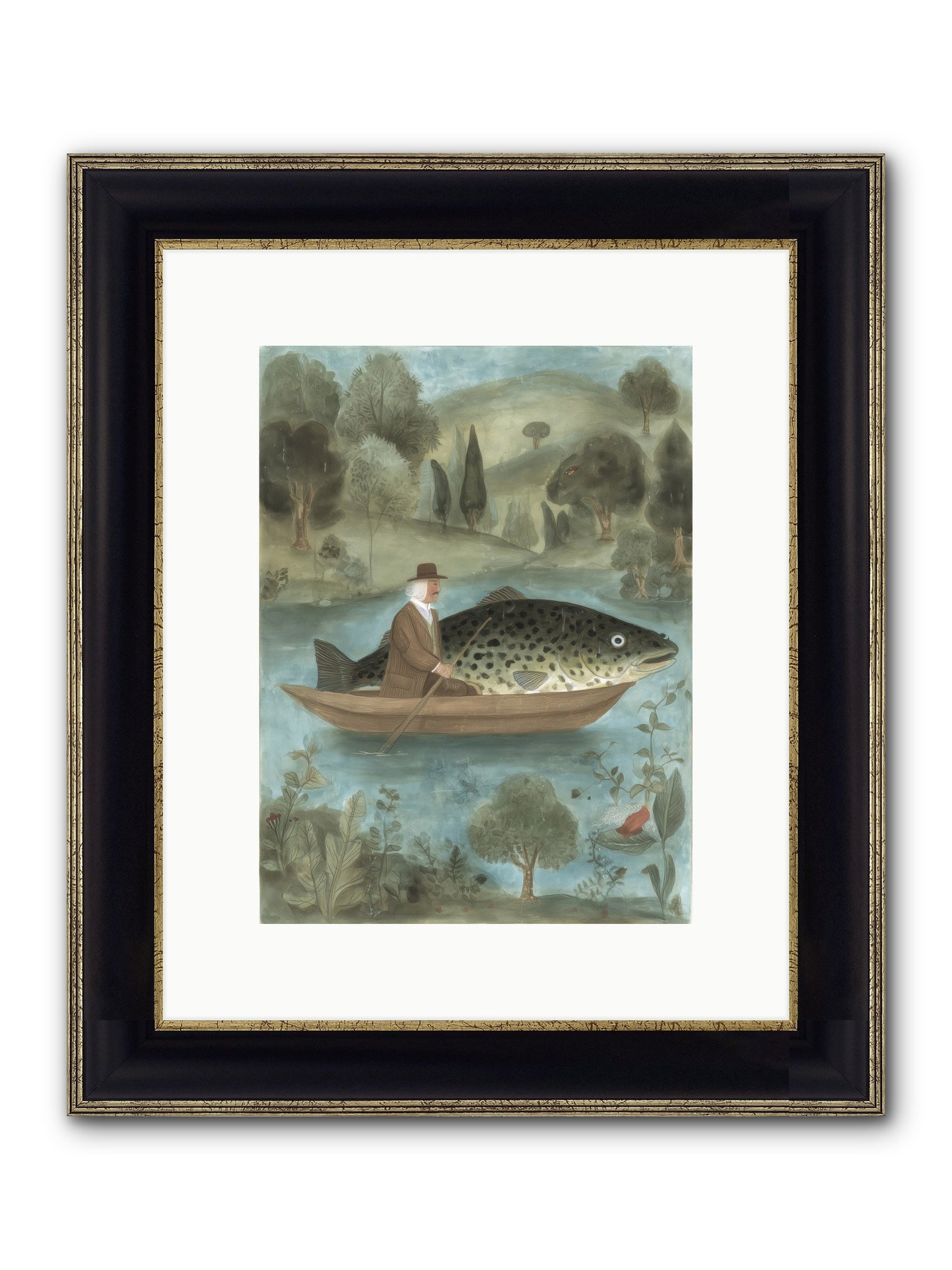 Thoreau's Pond Framed Print - Black & Gold 9x12