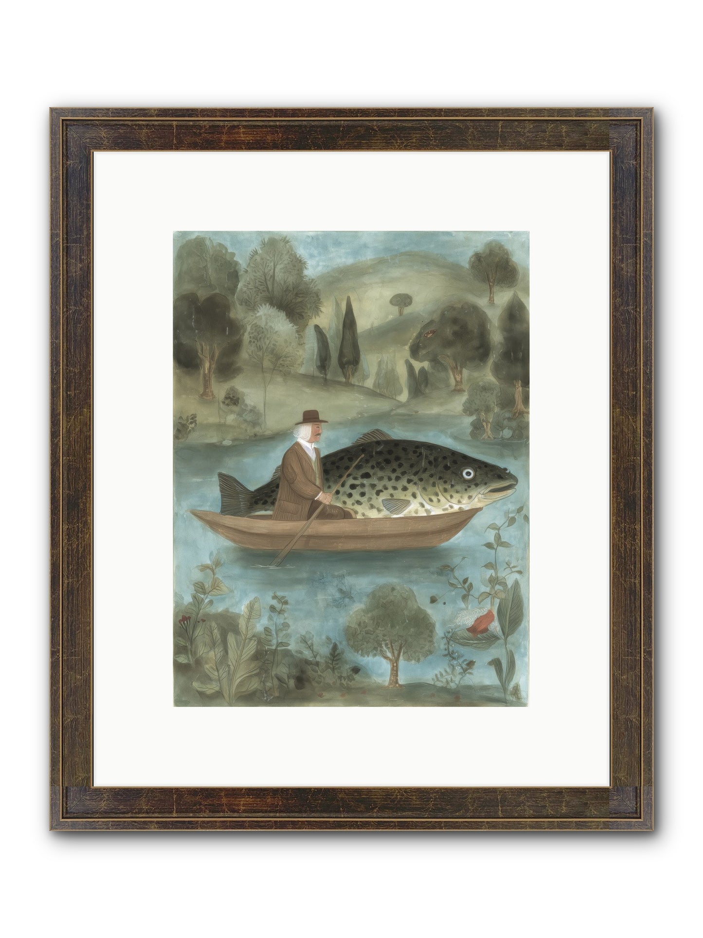Thoreau's Pond Framed Print - Slimwoods Black/Gold 9x12
