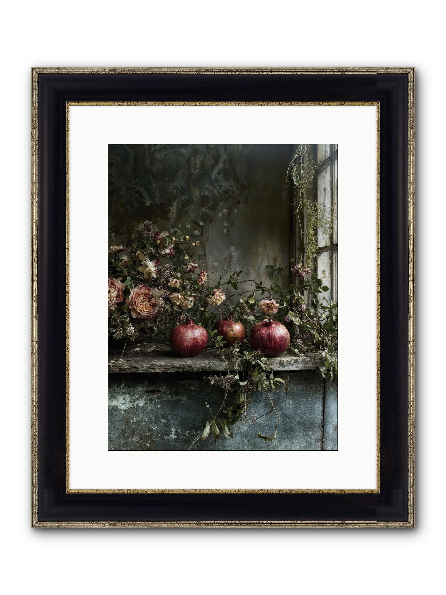 Thornsweet Framed Print - Black & Gold 12x16