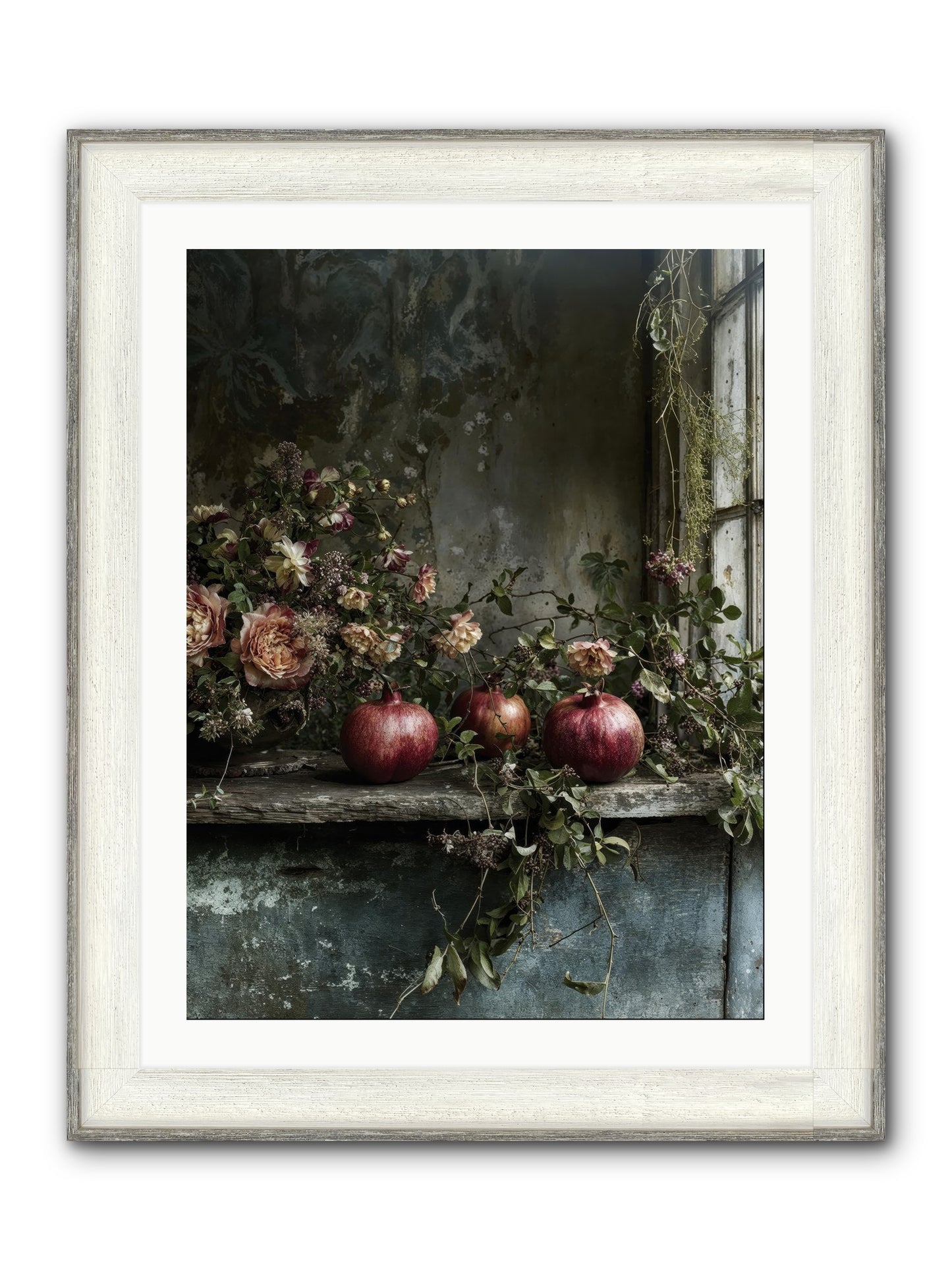Thornsweet Framed Print - Driftwood White 24x32