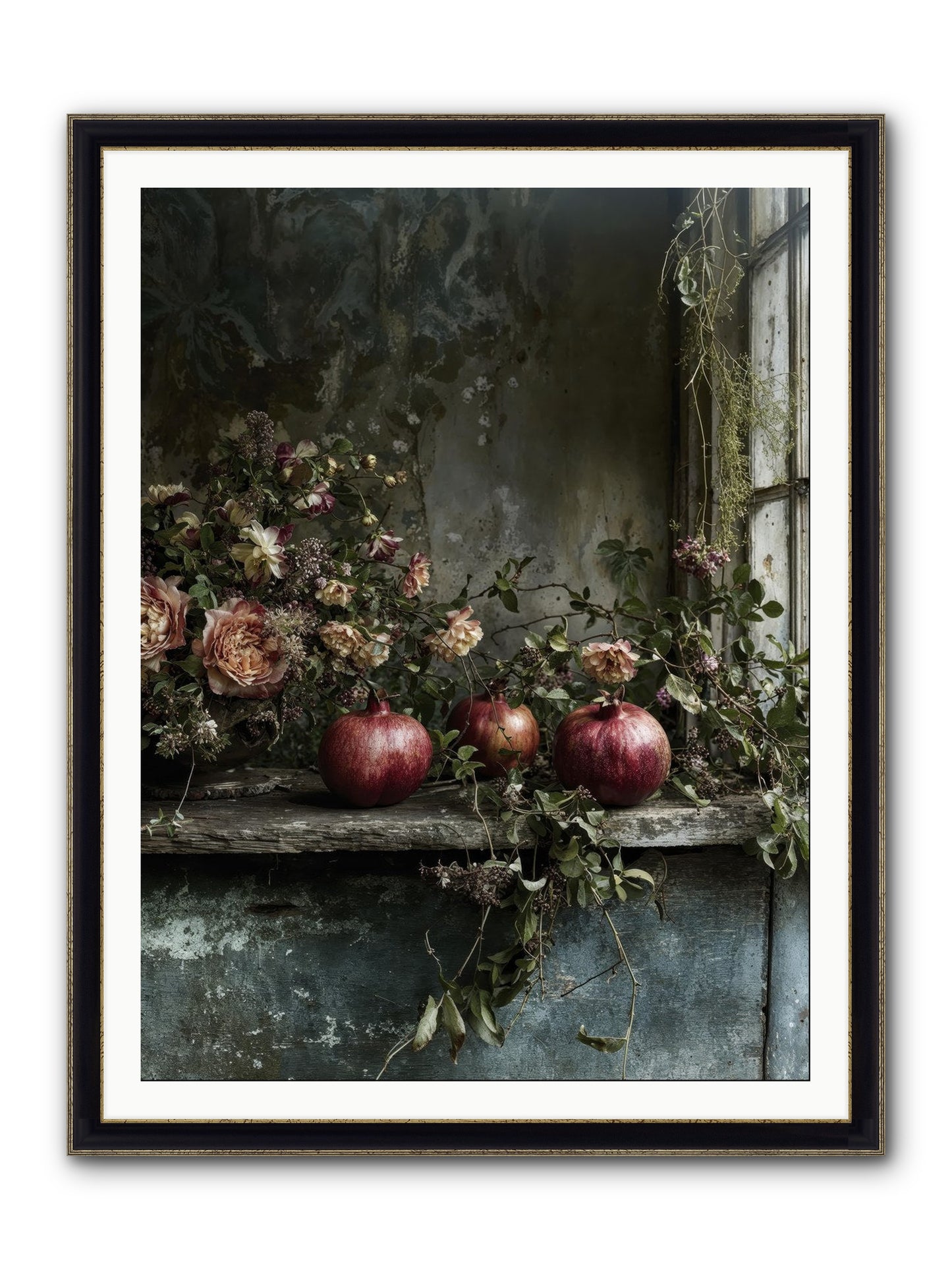 Thornsweet Framed Print - Black & Gold 36x48