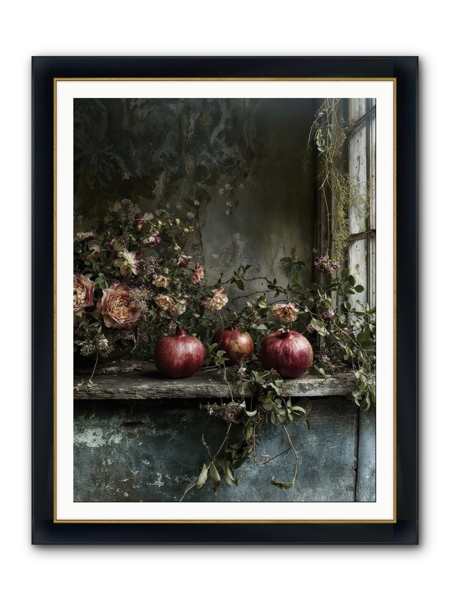 Thornsweet Framed Print - Wide Black w/Gold 36x48