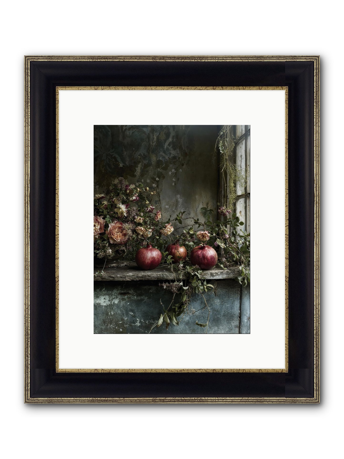 Thornsweet Framed Print - Black & Gold 9x12