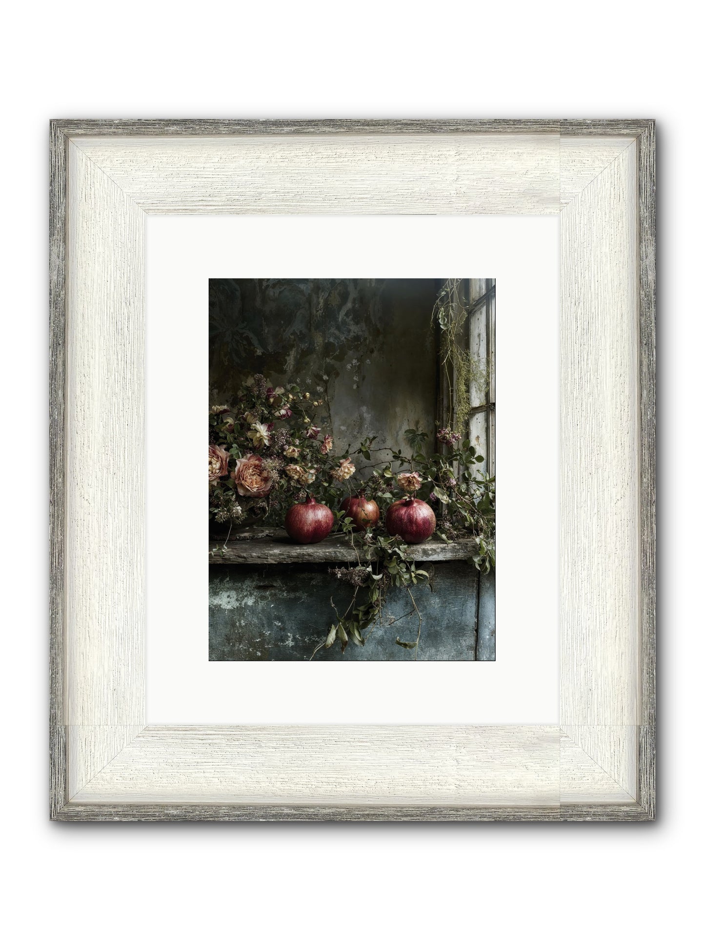 Thornsweet Framed Print - Driftwood White 9x12