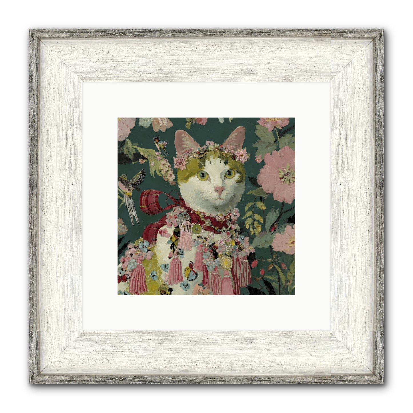 Threads Of Sunrise Framed Print - Driftwood White 10x10