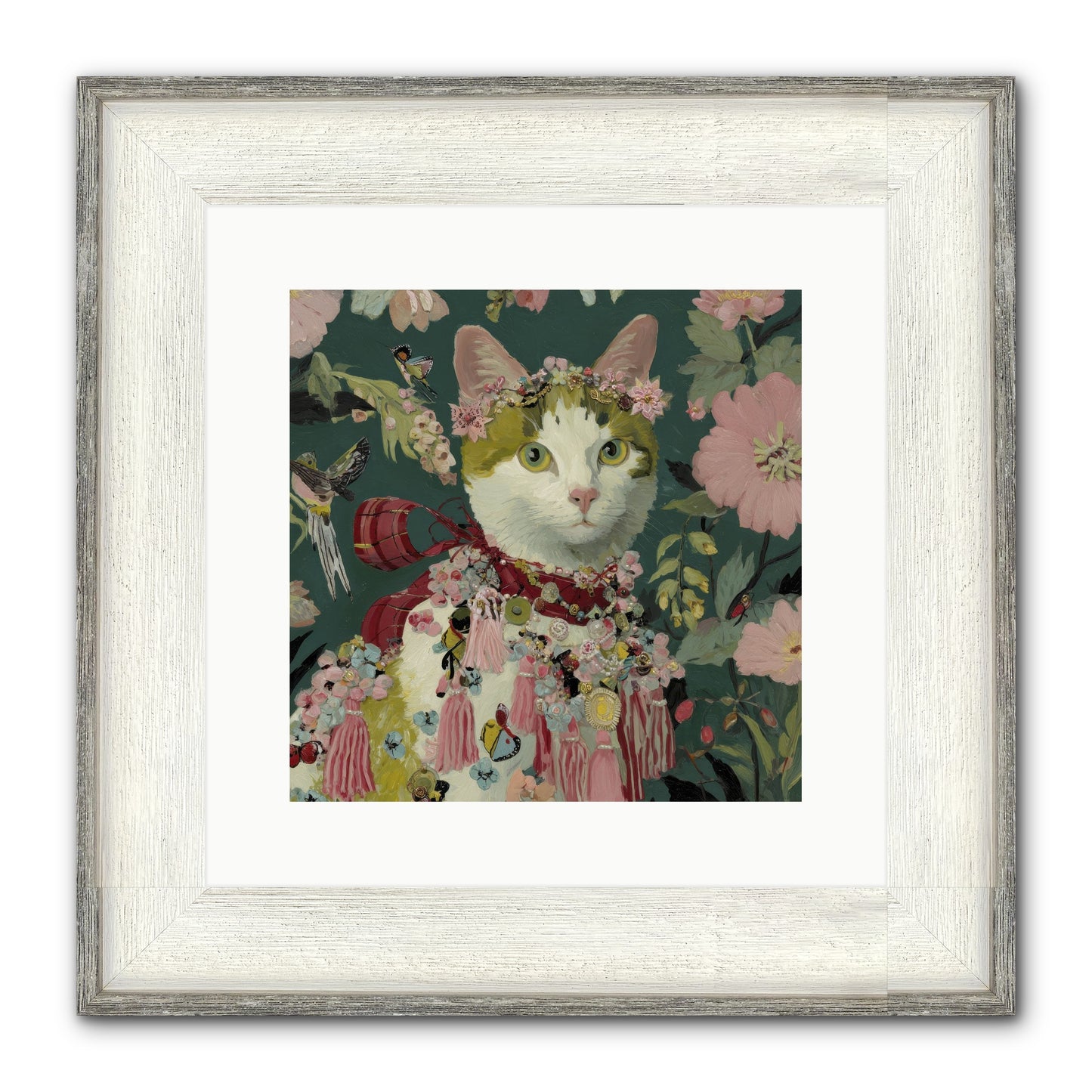 Threads Of Sunrise Framed Print - Driftwood White 12x12
