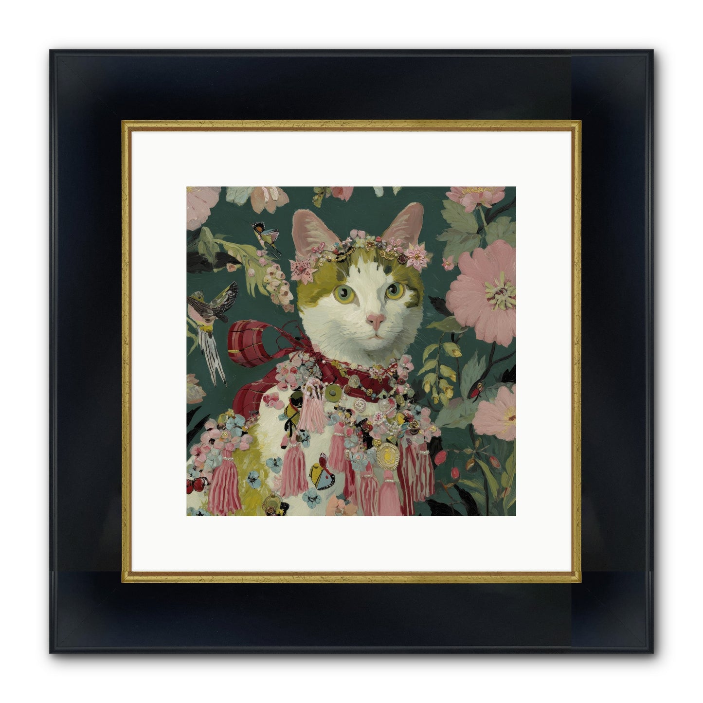 Threads Of Sunrise Framed Print - Wide Black w/Gold 12x12