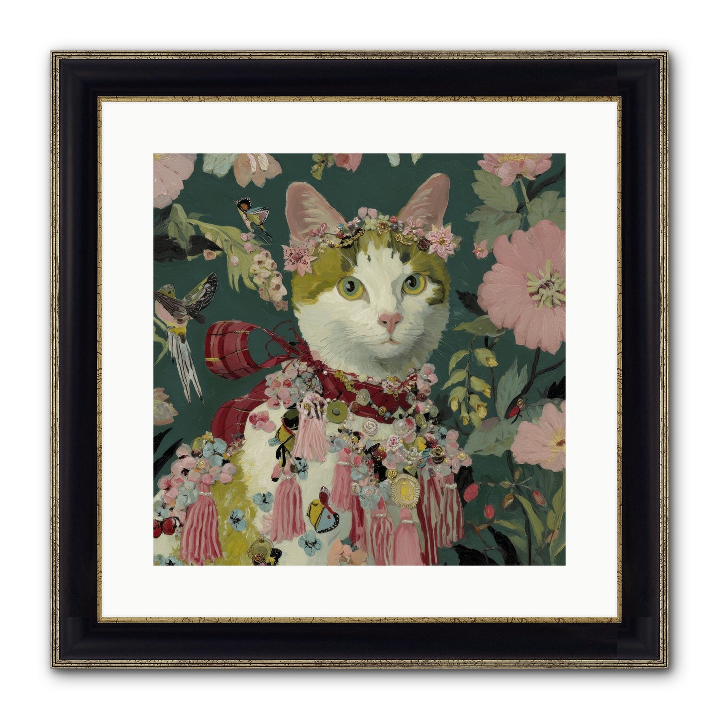 Threads Of Sunrise Framed Print - Black & Gold 16x16