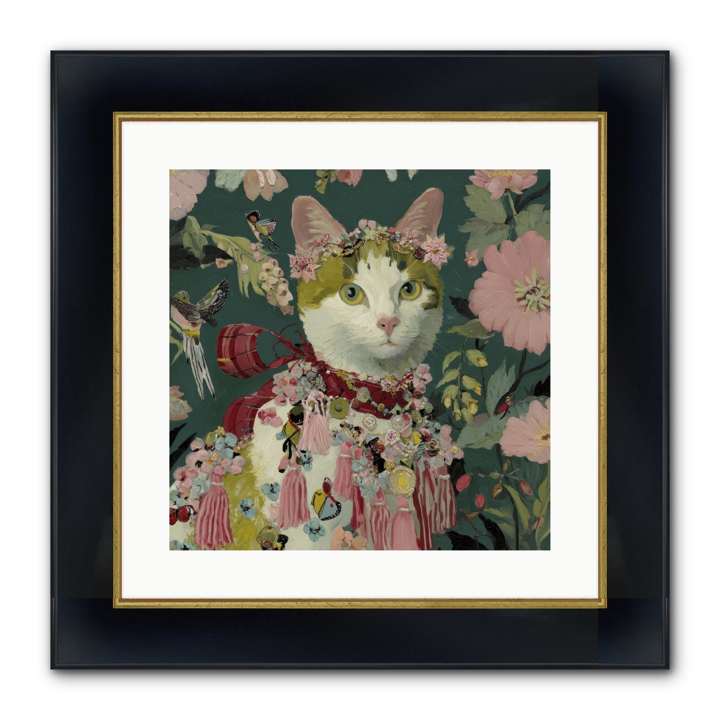 Threads Of Sunrise Framed Print - Wide Black w/Gold 16x16