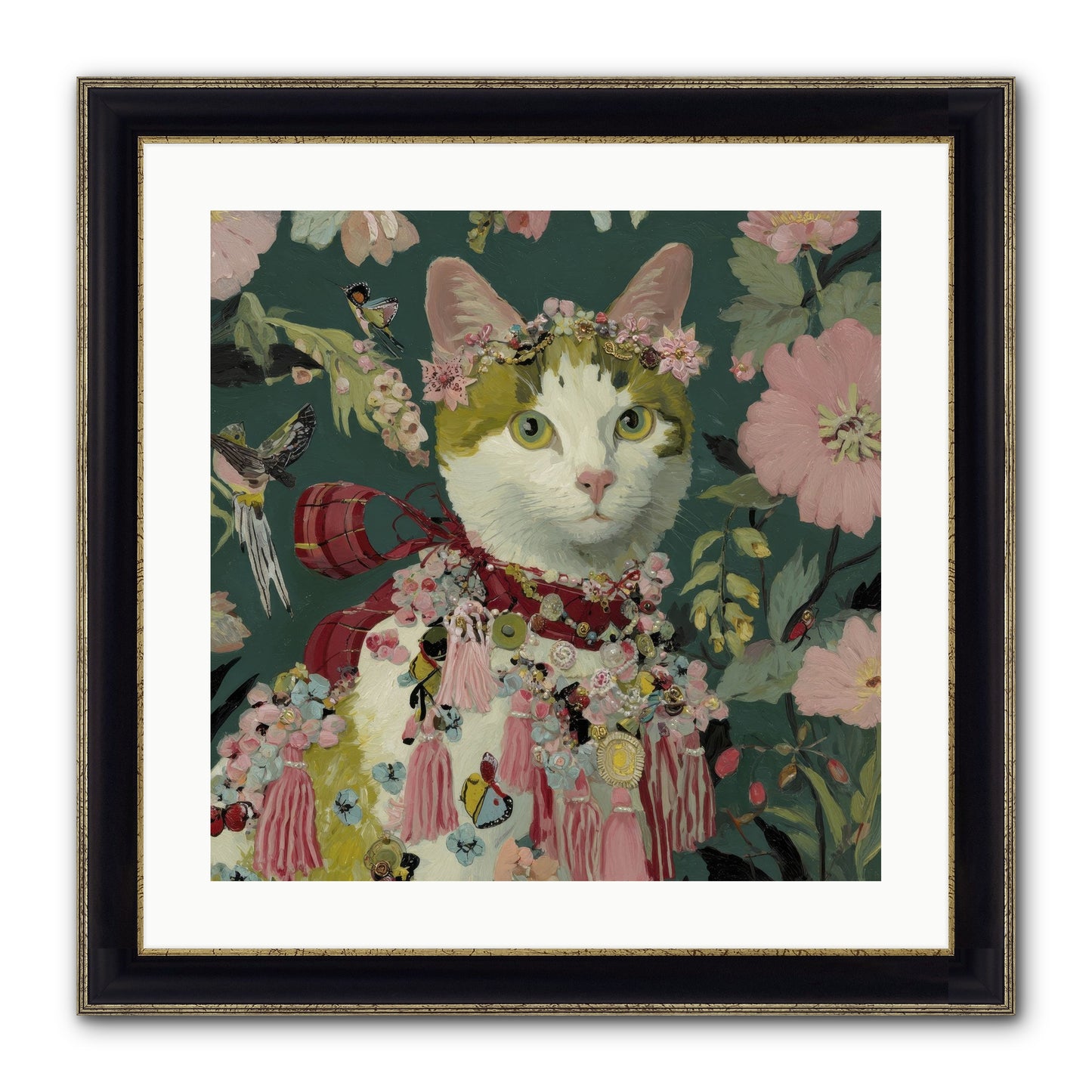 Threads Of Sunrise Framed Print - Black & Gold 20x20