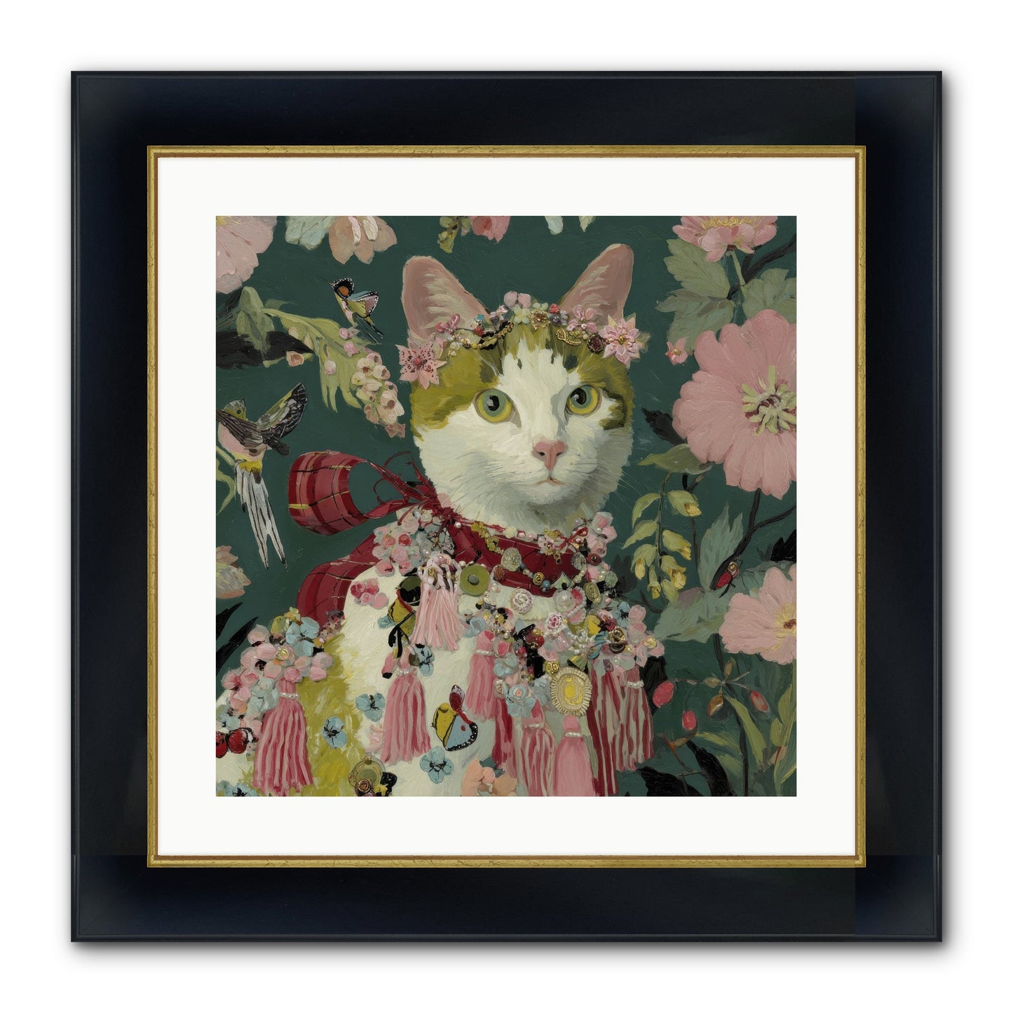 Threads Of Sunrise Framed Print - Wide Black w/Gold 20x20