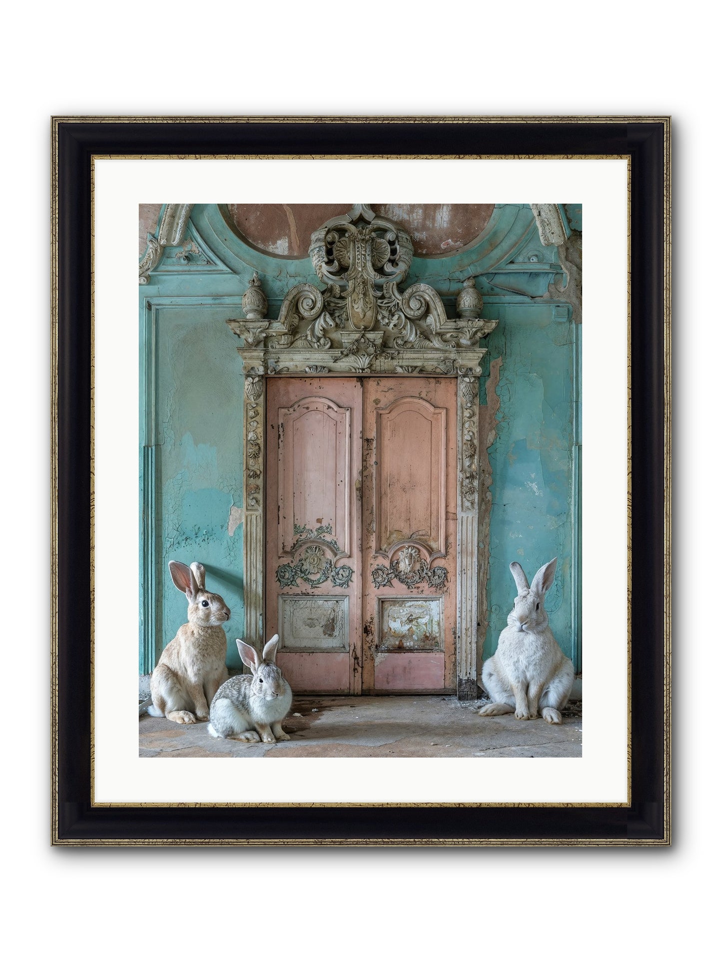 Threshold To Cottontail's Paradise Framed Print - Black & Gold 20x25
