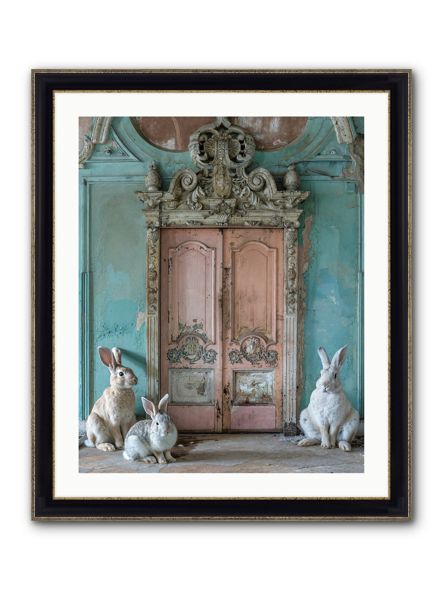 Threshold To Cottontail's Paradise Framed Print - Black & Gold 24x30