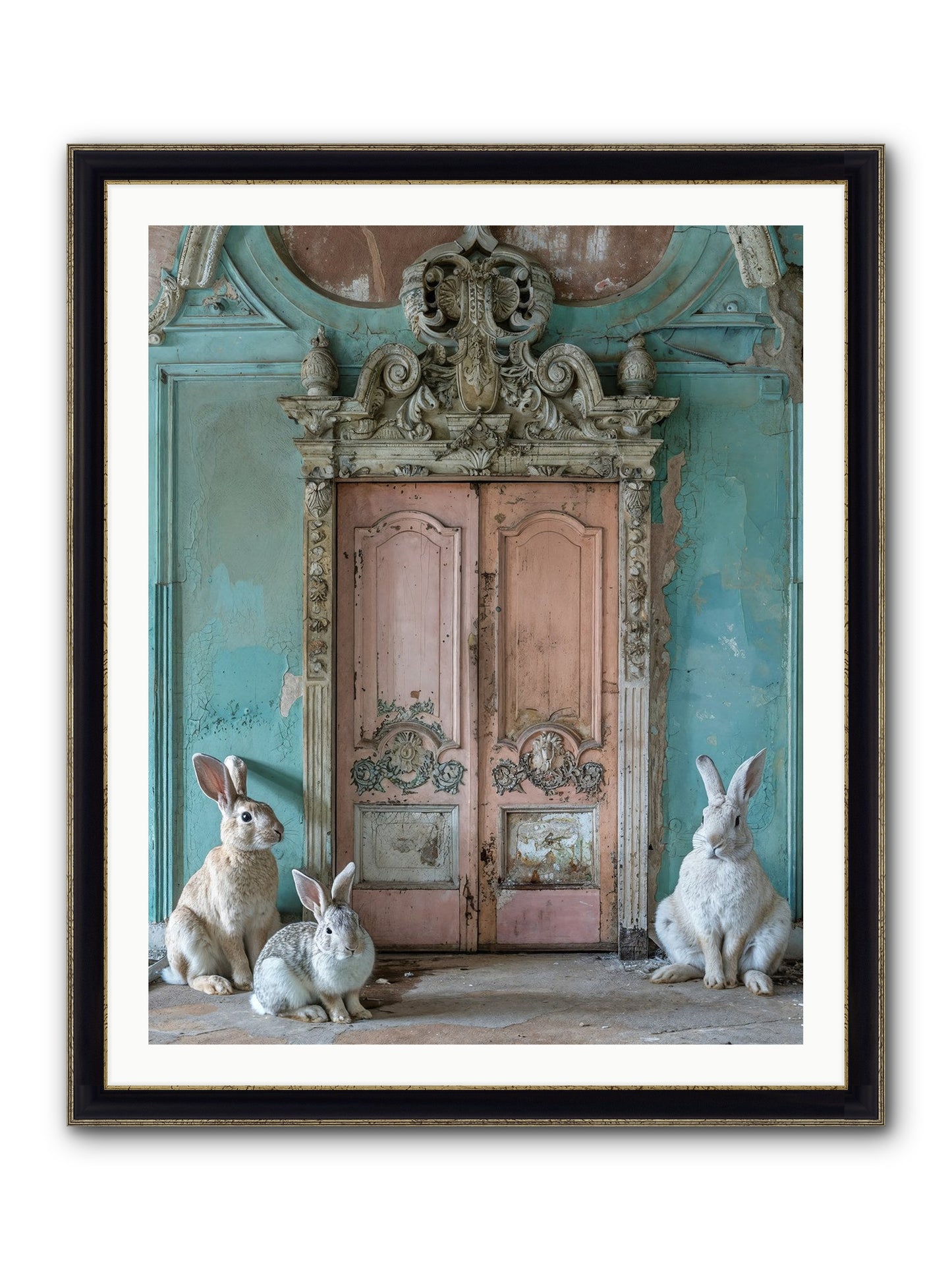 Threshold To Cottontail's Paradise Framed Print - Black & Gold 32x40