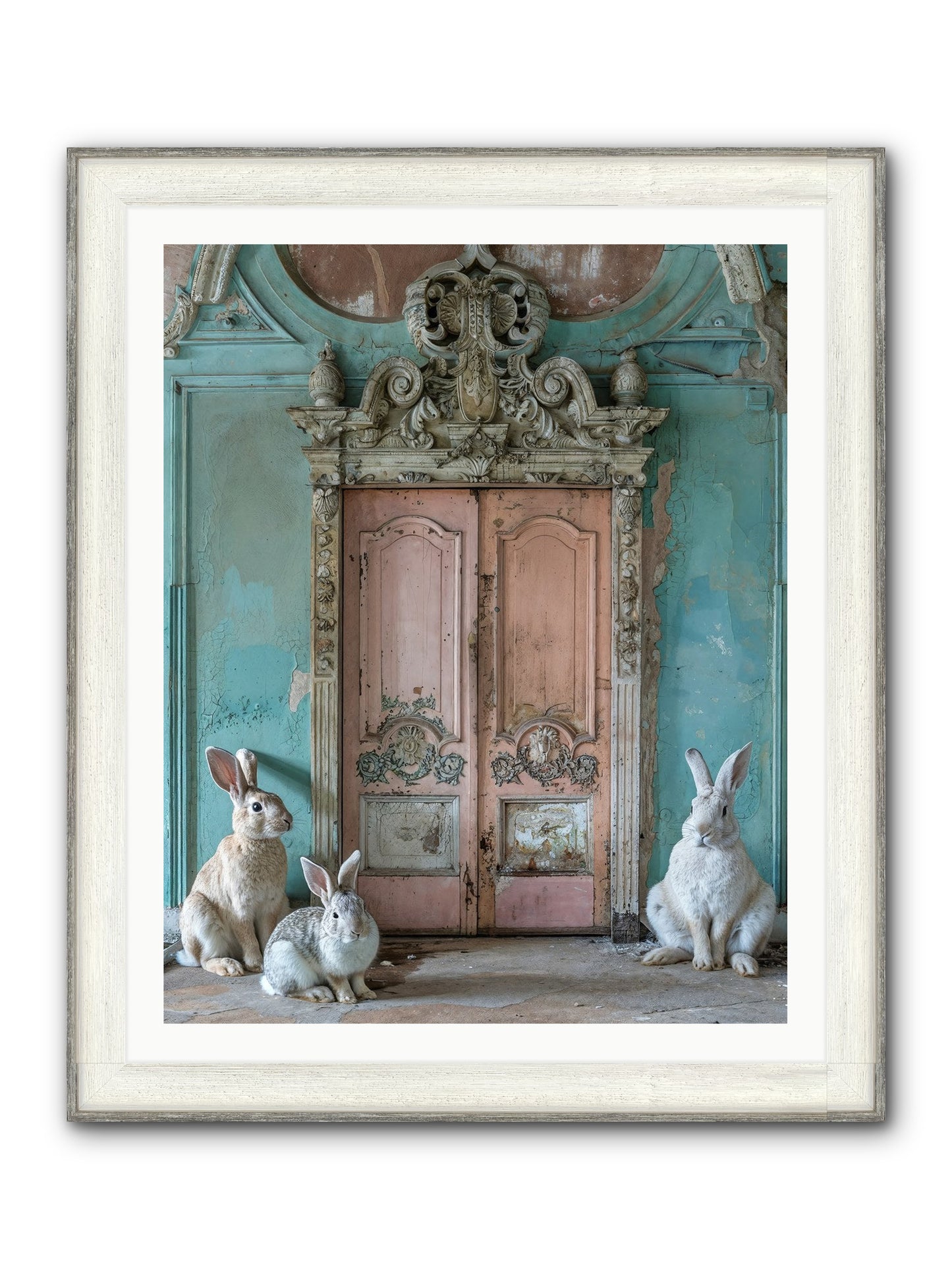 Threshold To Cottontail's Paradise Framed Print - Driftwood White 32x40